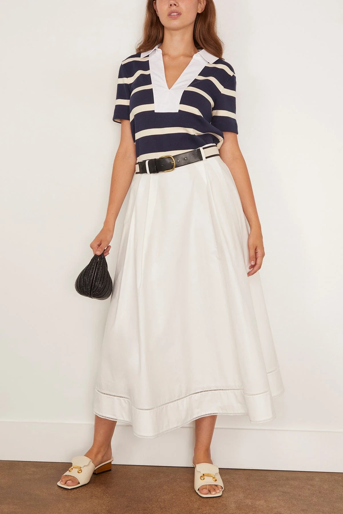 Melanie Top in Maritime Blue/Cream Wide Stripe - Image 2