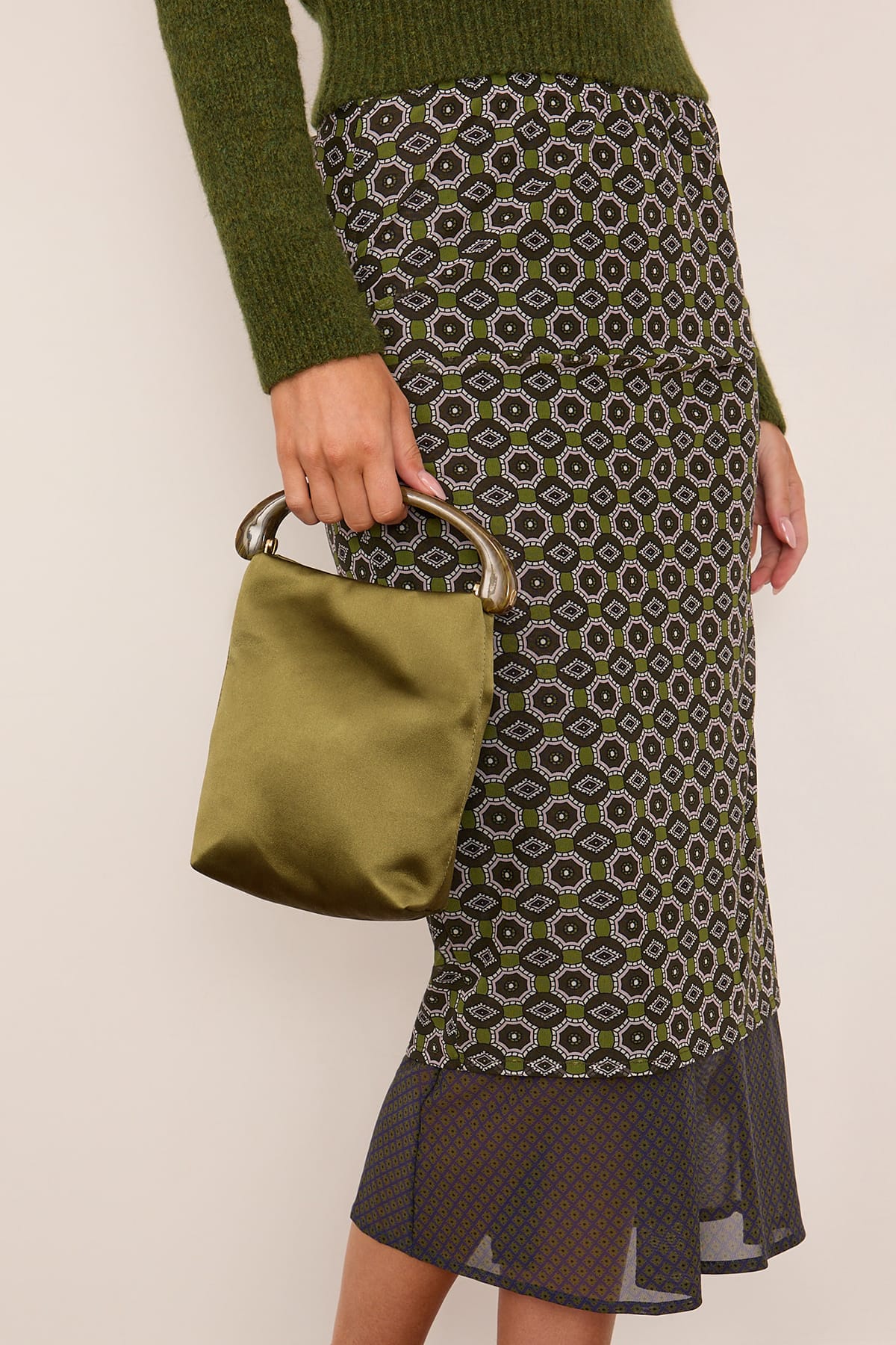 Micro Velvet Bag in Olive - Image 2