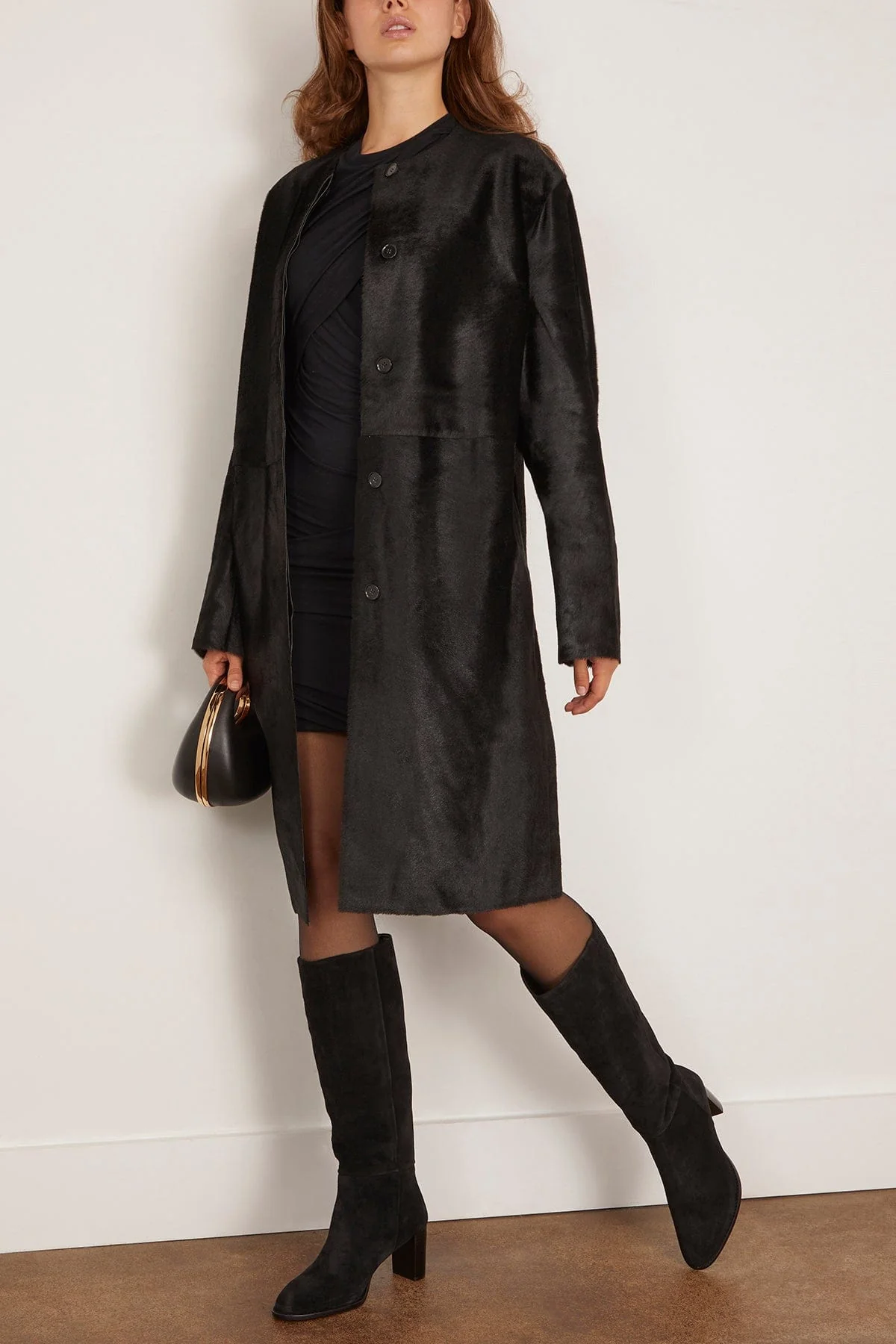 Miller Calfskin Coat in Black - Image 2