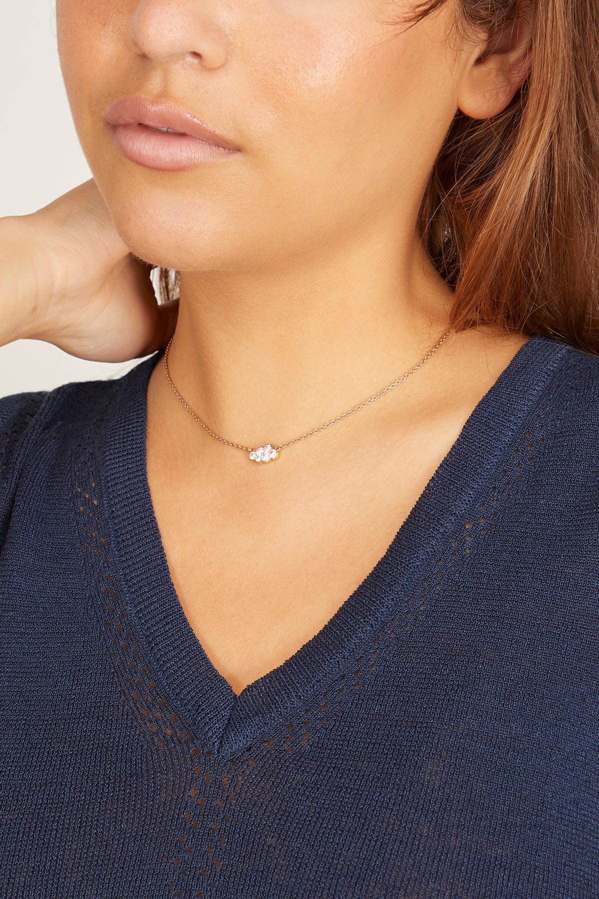 Mini Diamond Cloud Necklace in 14k Yellow Gold - Image 2