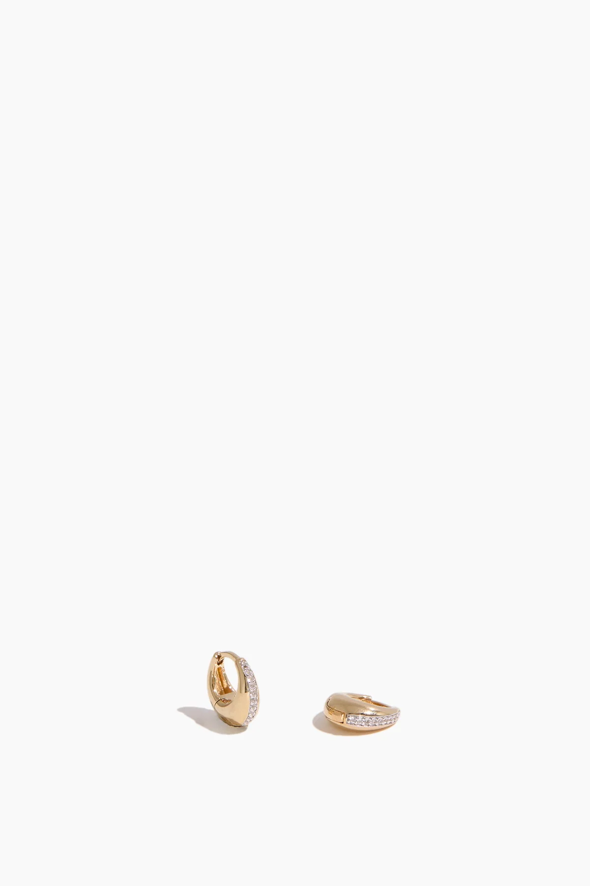 Mini Graduated Hoops with White Topaz in Gold