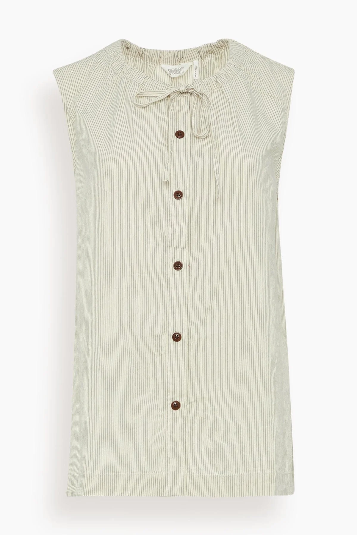 Mini Stripe Cotton Top in Sunwashed Blue