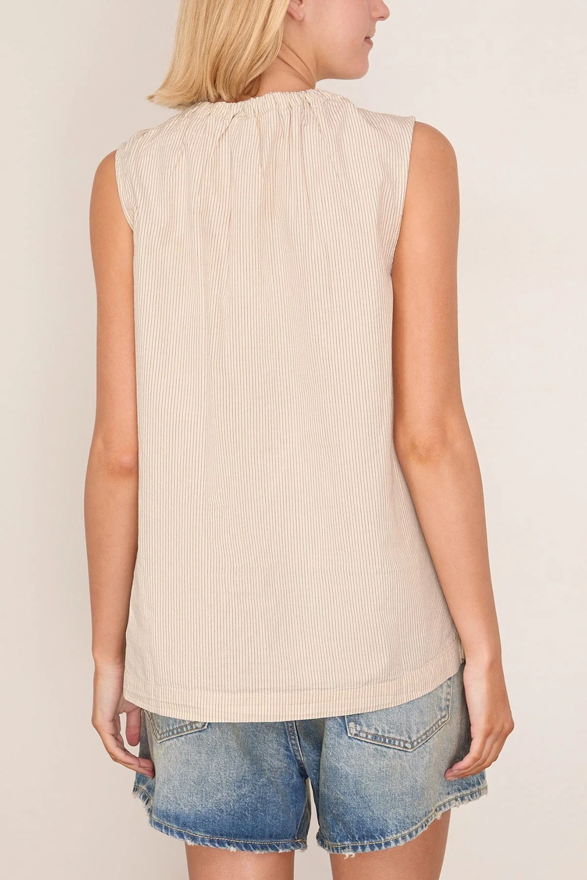 Mini Stripe Cotton Top in Sunwashed Blue - Image 4