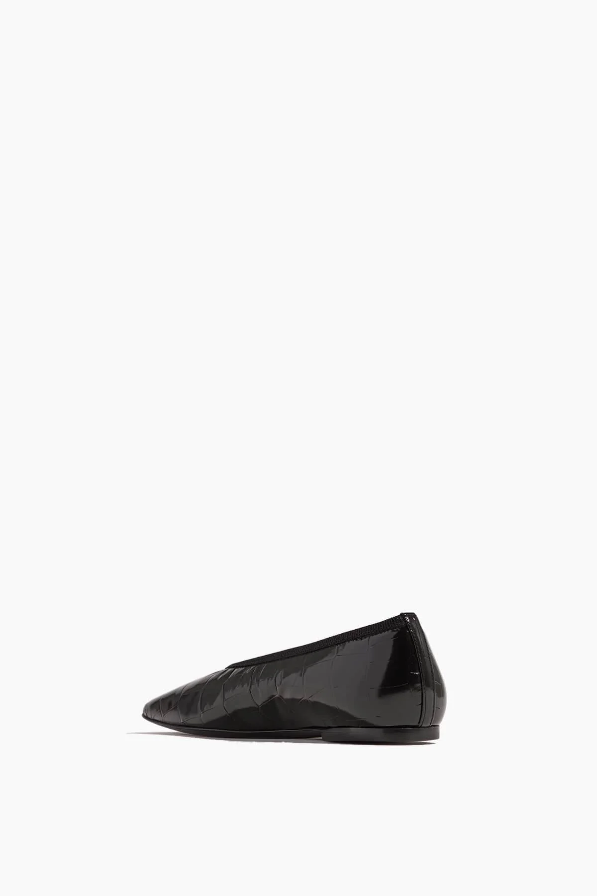 Minimalist Croco-Embossed Ballerina Flat in Black - Image 3