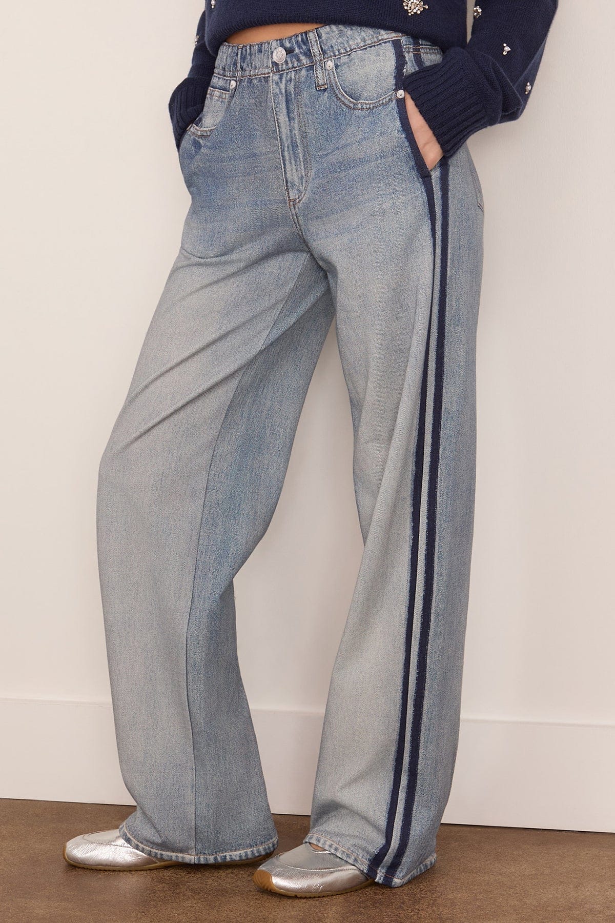 Miramar Terry Wide Leg Track Pant in Coney - Image 3