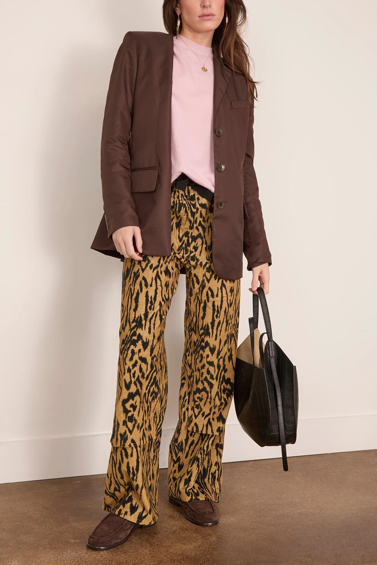 Moiree Print Velvet Cargo Pants in Honey - Image 2