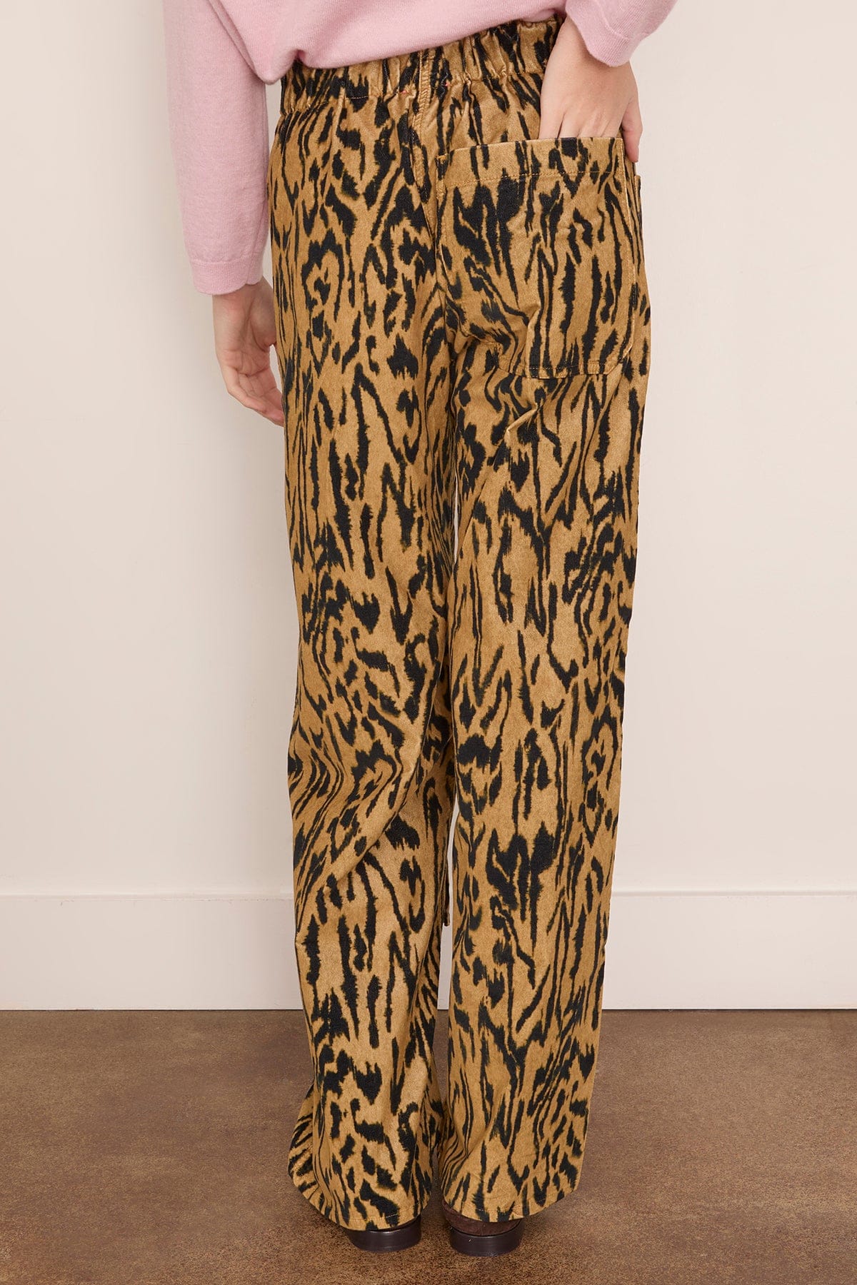 Moiree Print Velvet Cargo Pants in Honey - Image 4