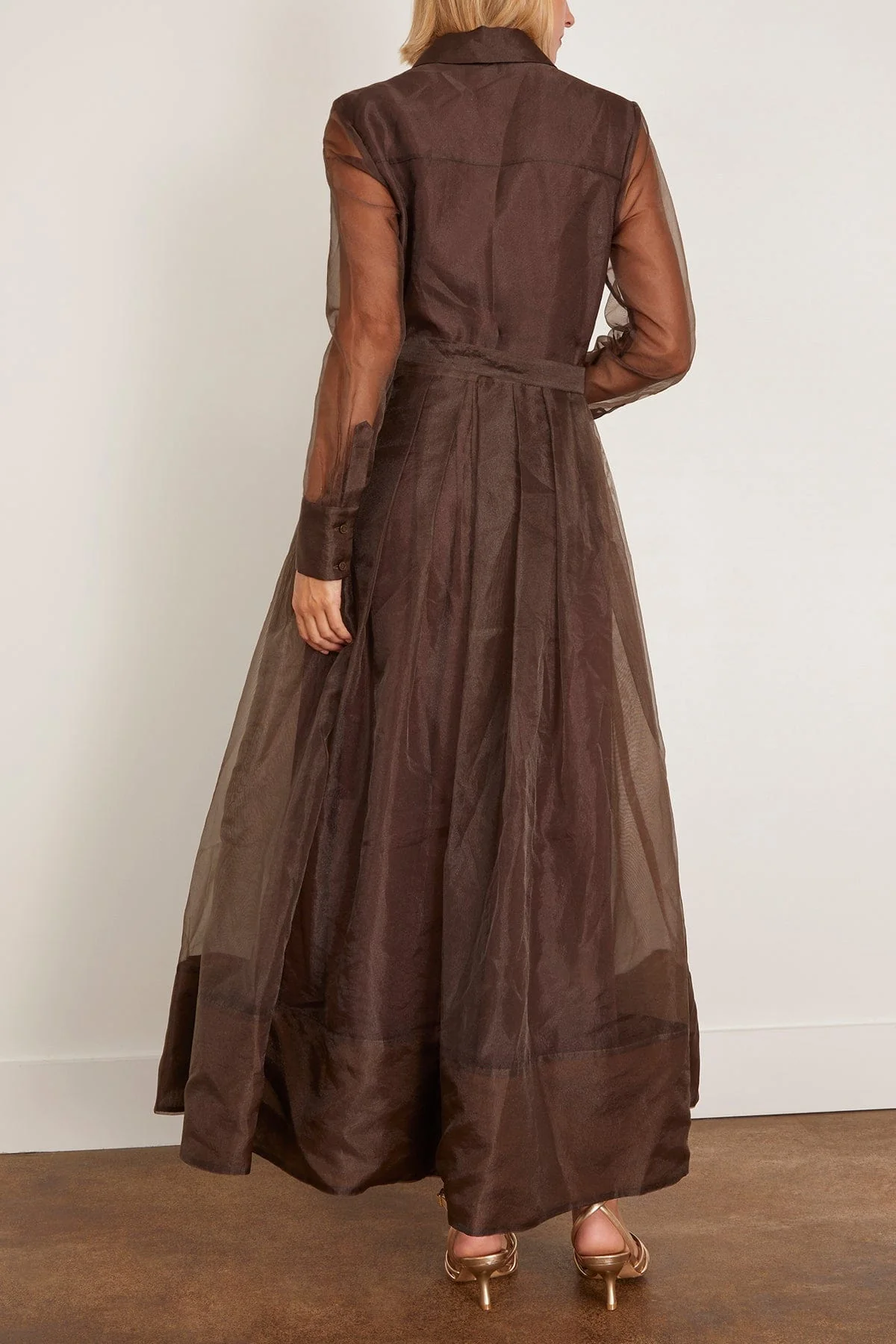 Montgomery Long Sleeve Button Up Midi Dress in Chocolate - Image 4