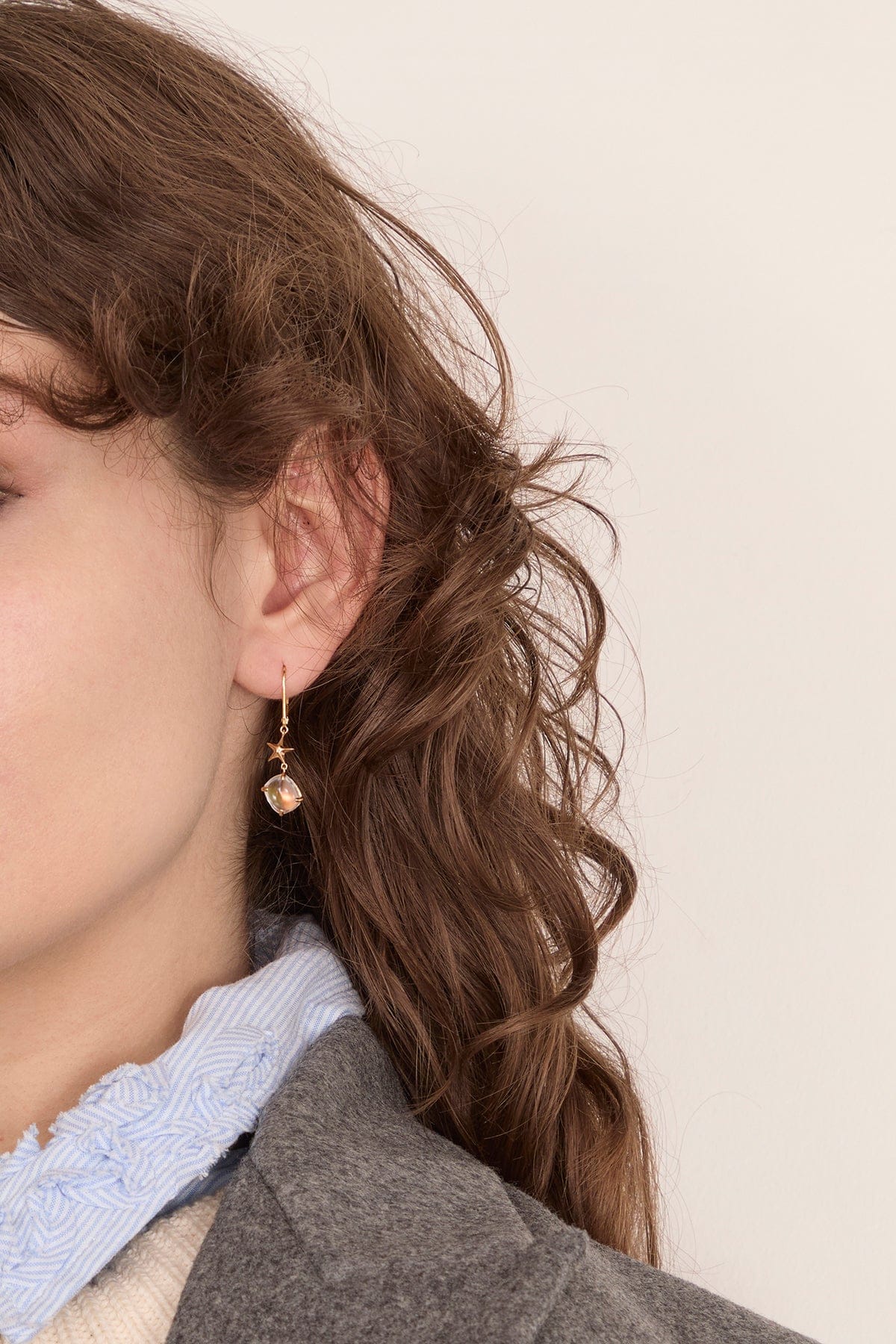 Moonstone Starfish Earrings in 18k Yellow Gold - Image 2