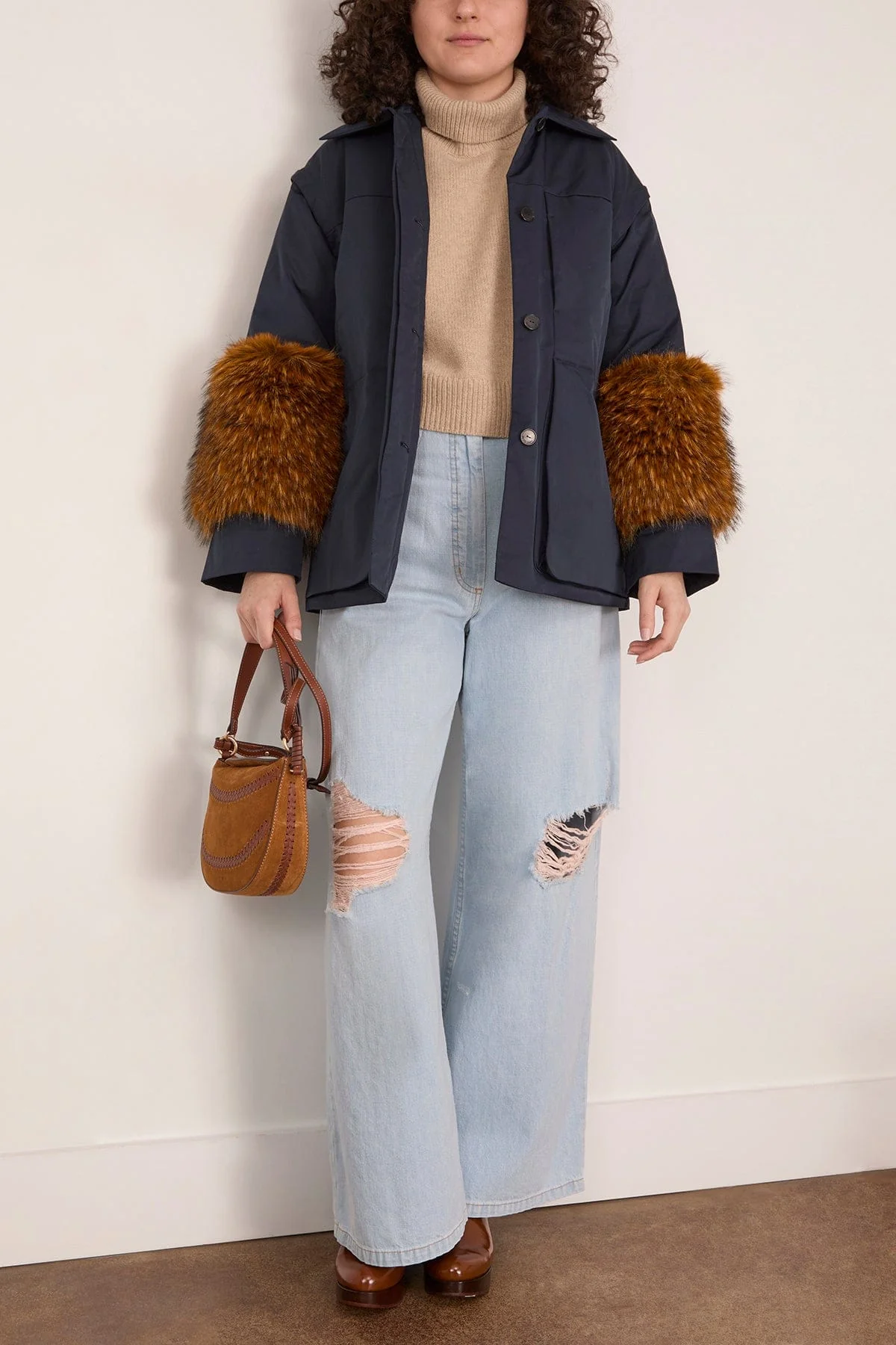 Muff Coat in Navy - Image 2