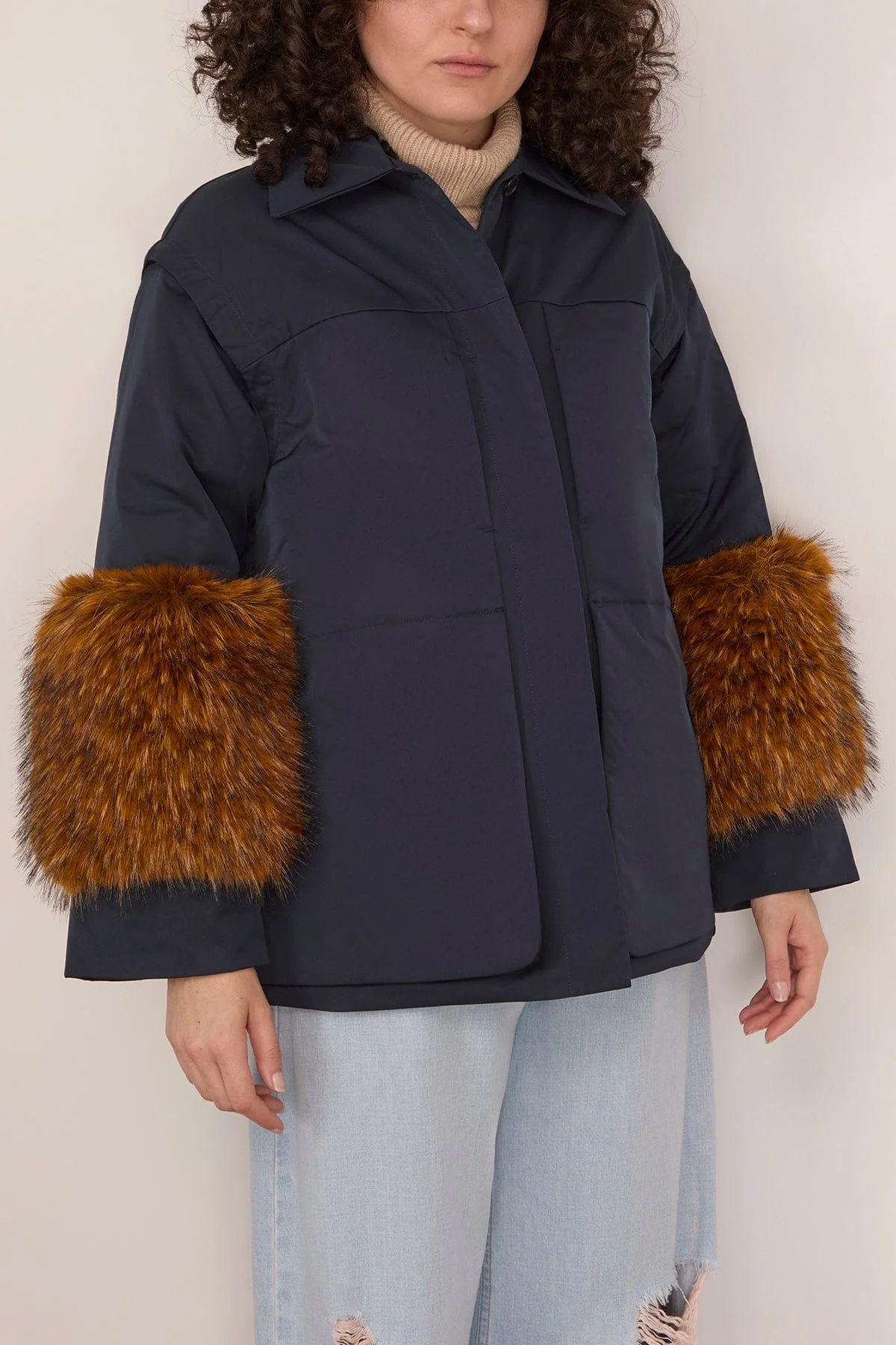 Muff Coat in Navy - Image 3