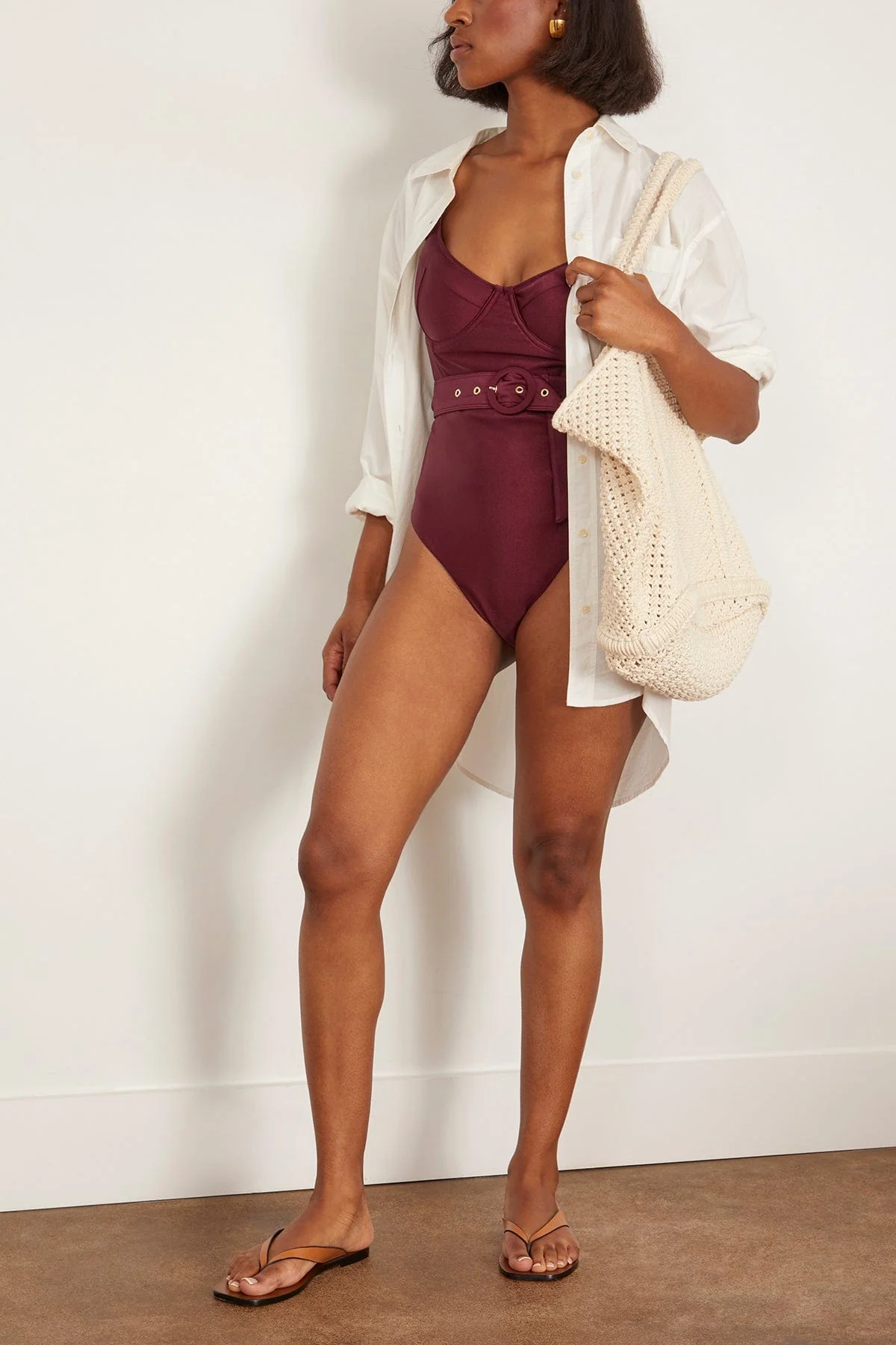 Noa Belted Bustier One Piece in Sangria - Image 2