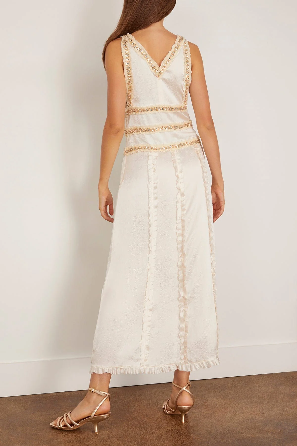 Nola Embellished Silk Dress in Ivory - Image 4