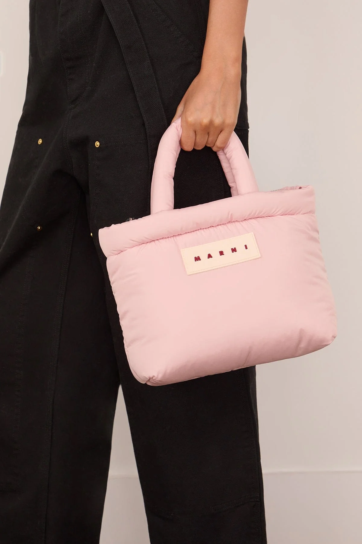 Nylon Puff Small Tote Bag in Cinder Rose - Image 2