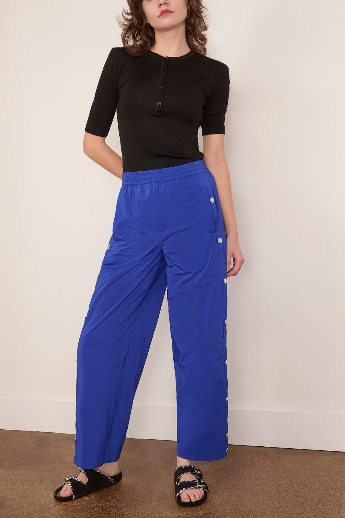 Nylon Snap Pull On Jogger in Blue - Image 2