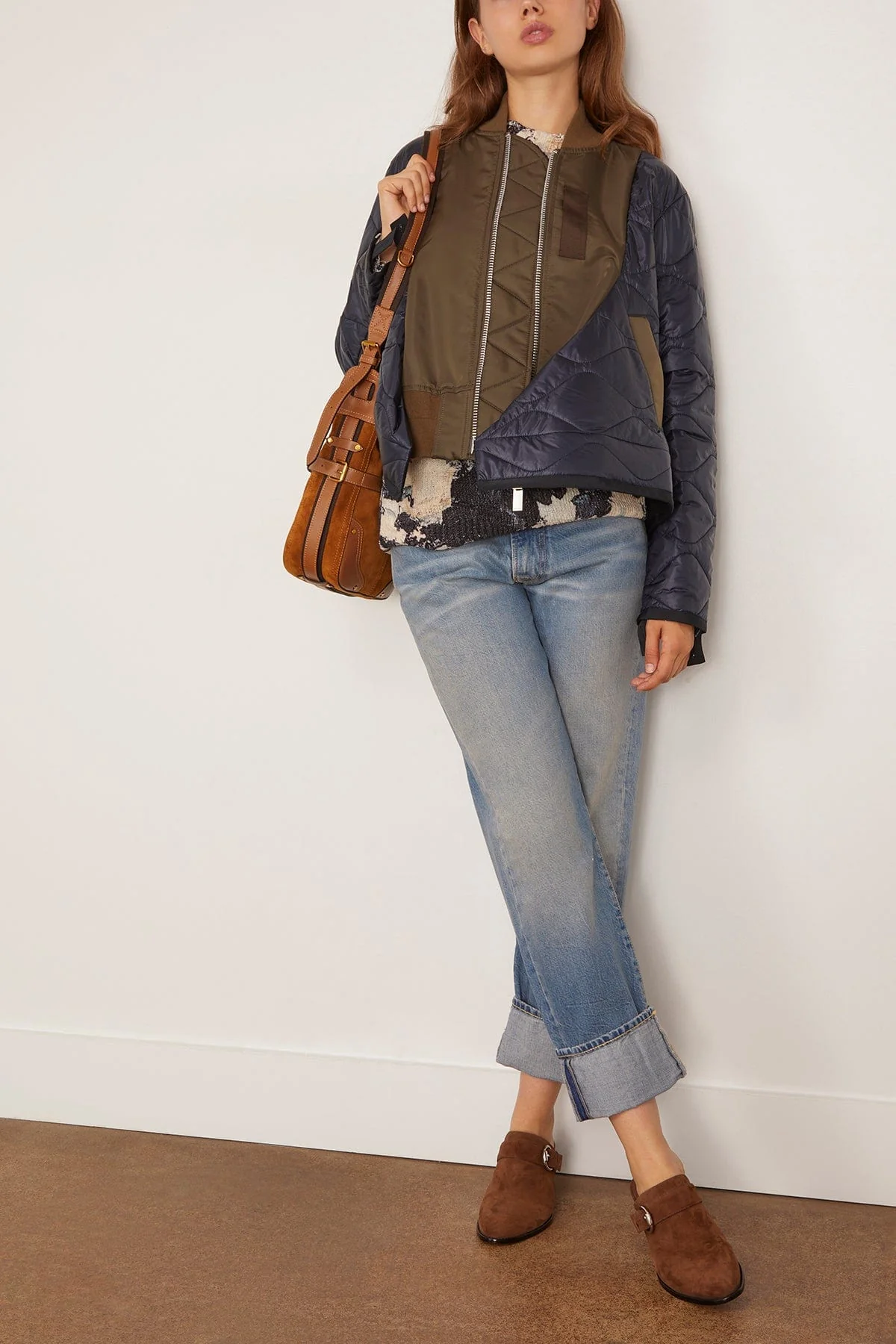 Nylon Twill Blouson in Dark Khaki/Navy - Image 2