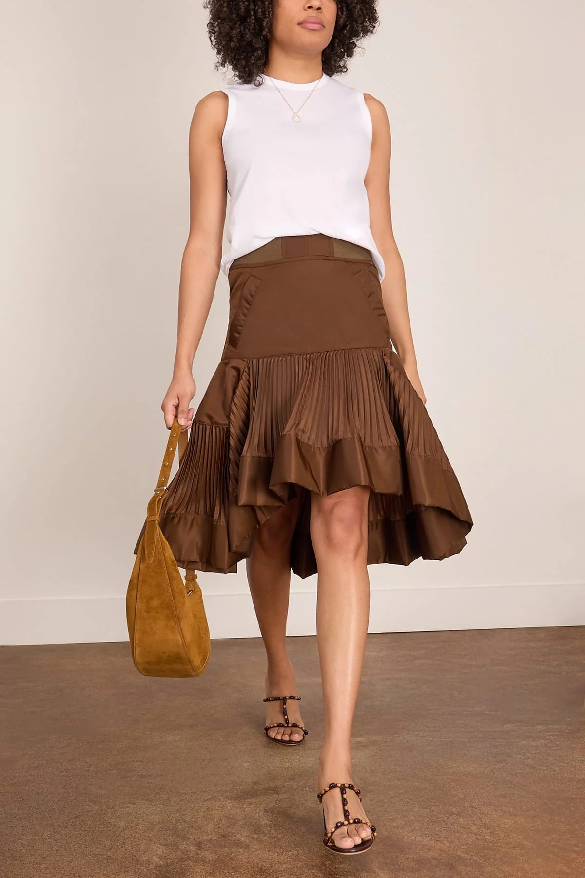 Nylon Twill Skirt in Brown - Image 2