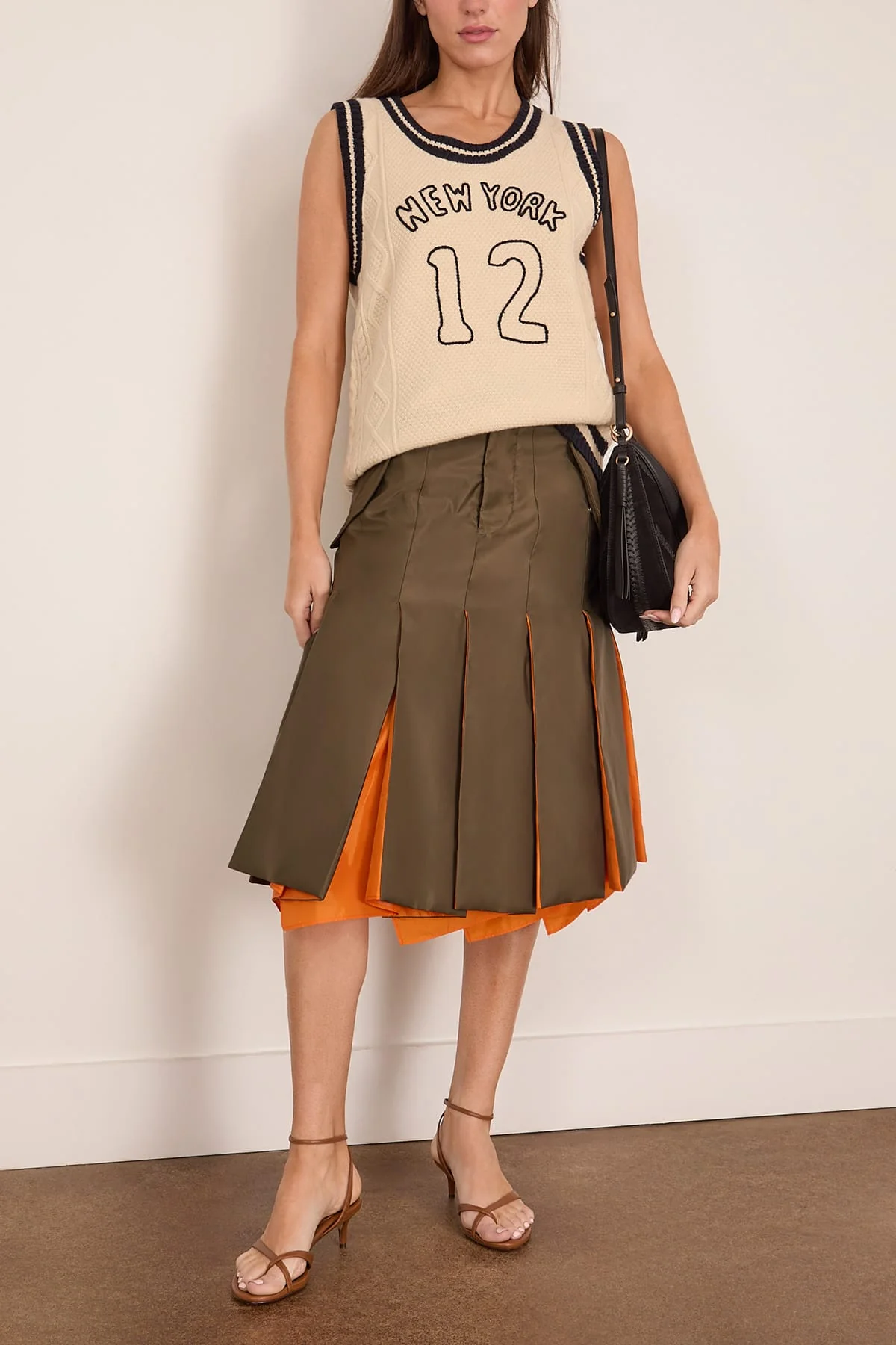 Nylon Twill Skirt in Dark Khaki - Image 2