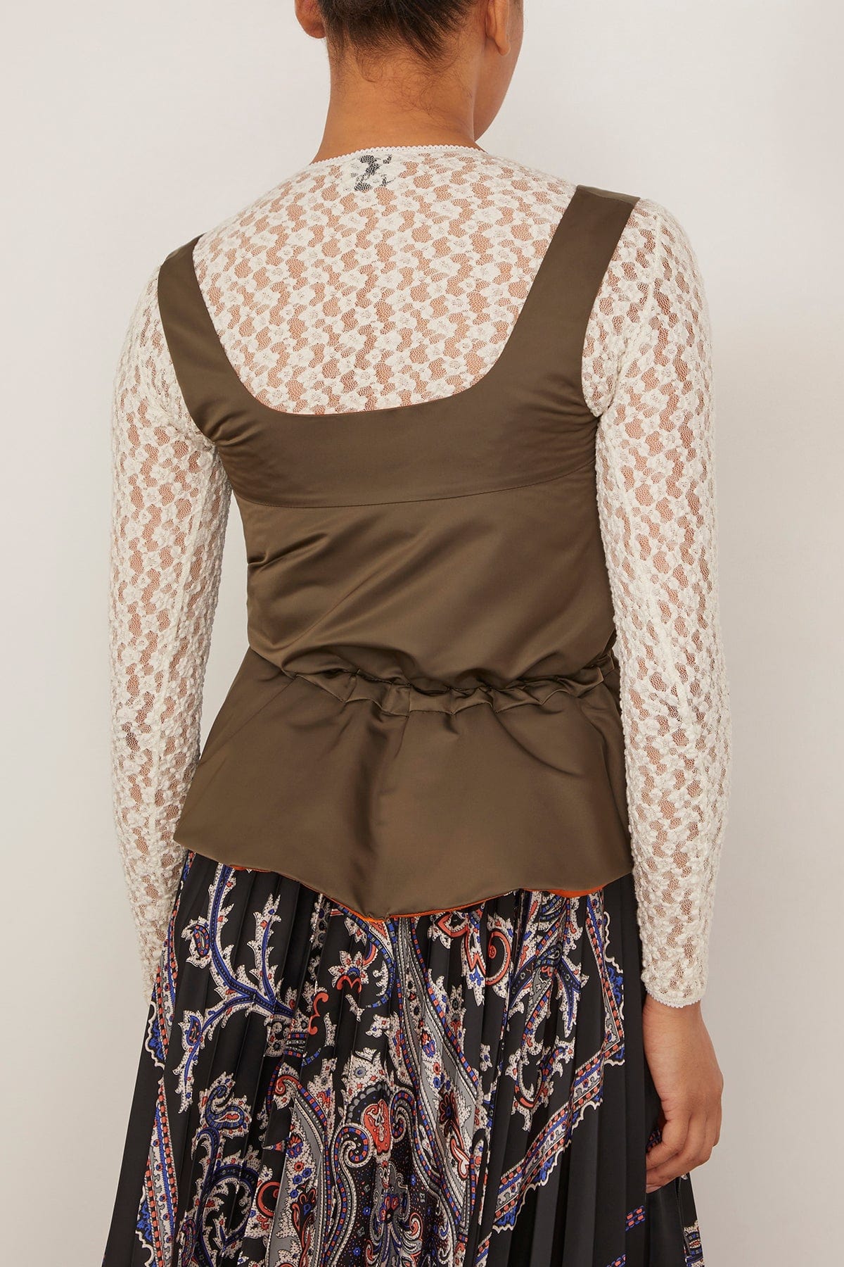 Nylon Twill Tank Top in Dark Khaki - Image 4