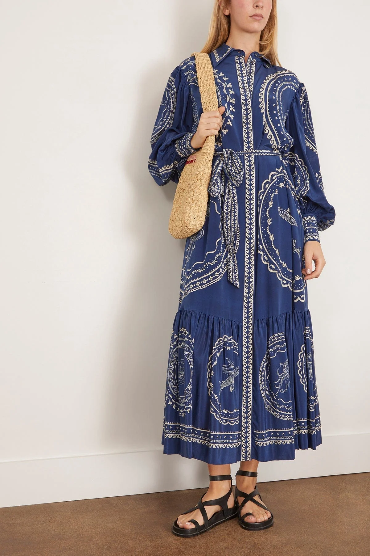 Oceane Silk Shirtdress in Blue (TS) - Image 2