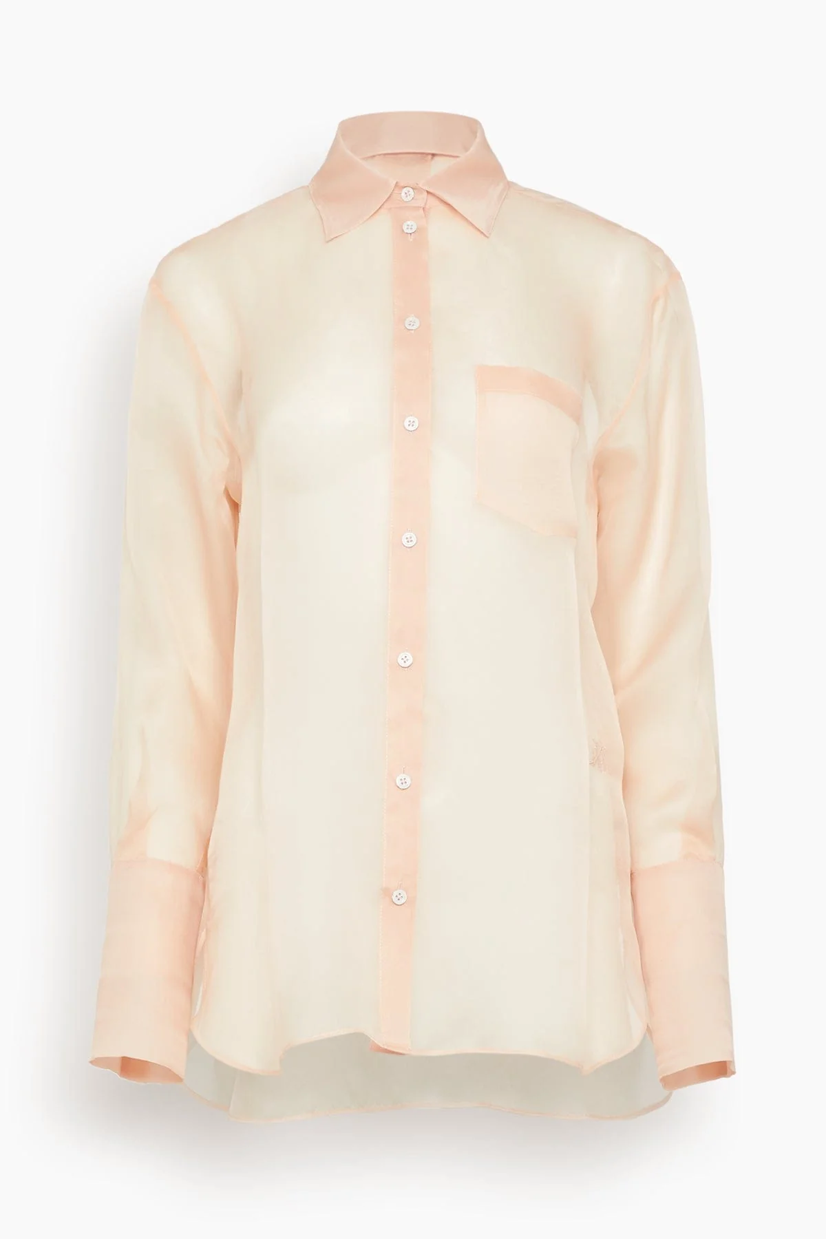 Organza Long Sleeve Shirt in Buff