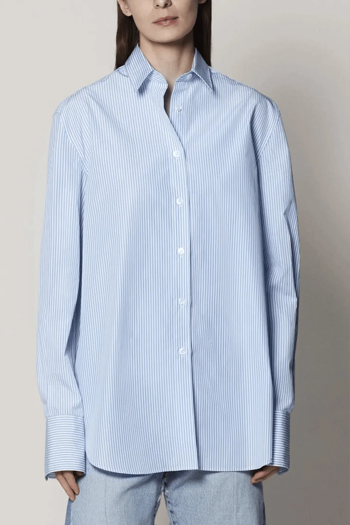 Oversized Mens Shirt in Blue Stripe - Image 3
