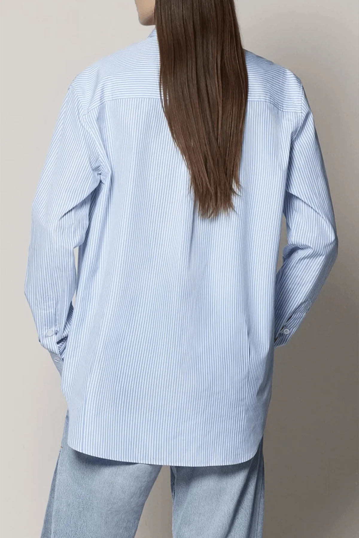 Oversized Mens Shirt in Blue Stripe - Image 5