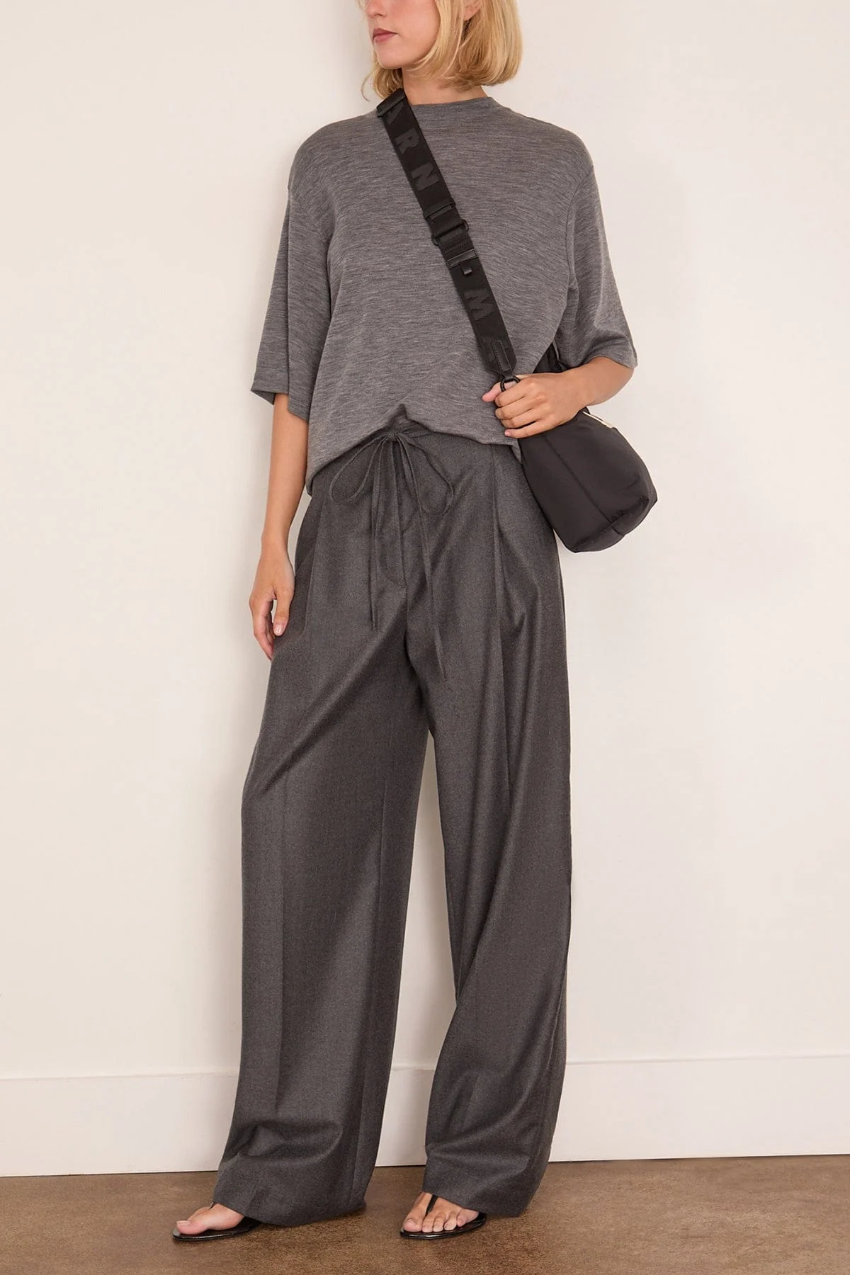 Oversized Soft Merino T-Shirt in Mid Grey Melange - Image 2