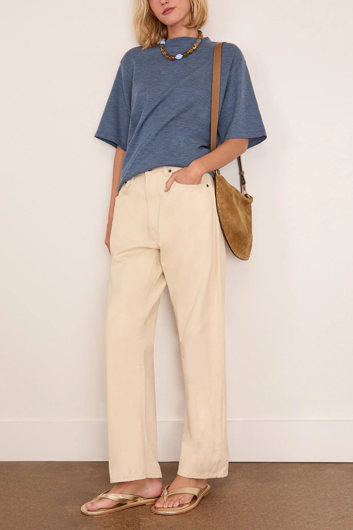 Oversized Soft Merino T-Shirt in Ocean Blue - Image 2