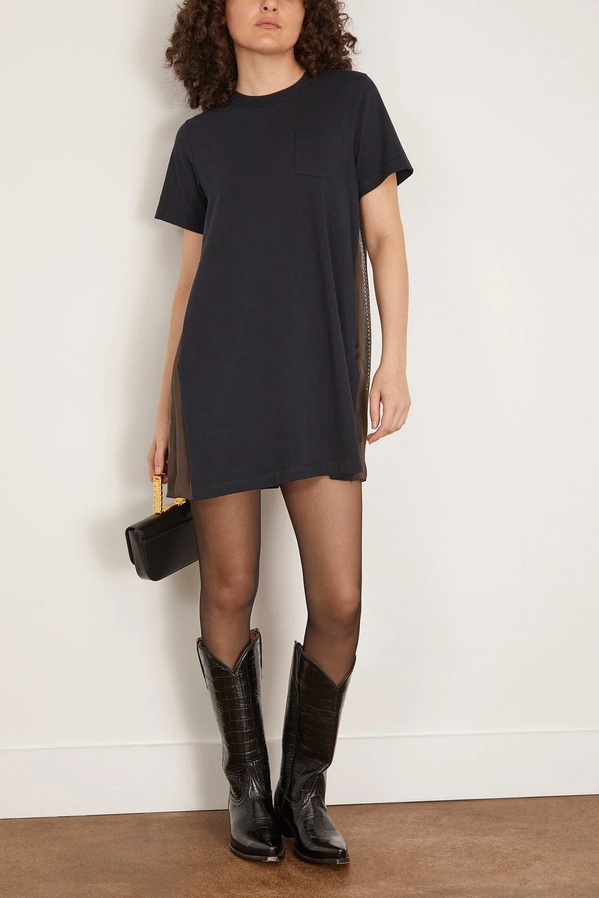 Paisley Print Cotton Jersey Dress in Navy/Khaki - Image 2