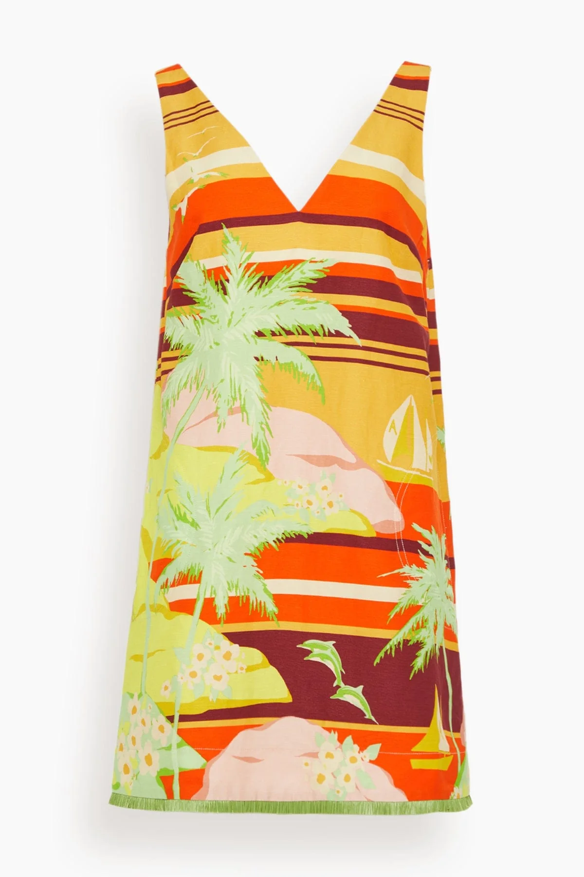 Palm Island V Neck Mini Dress in Multi (TS)