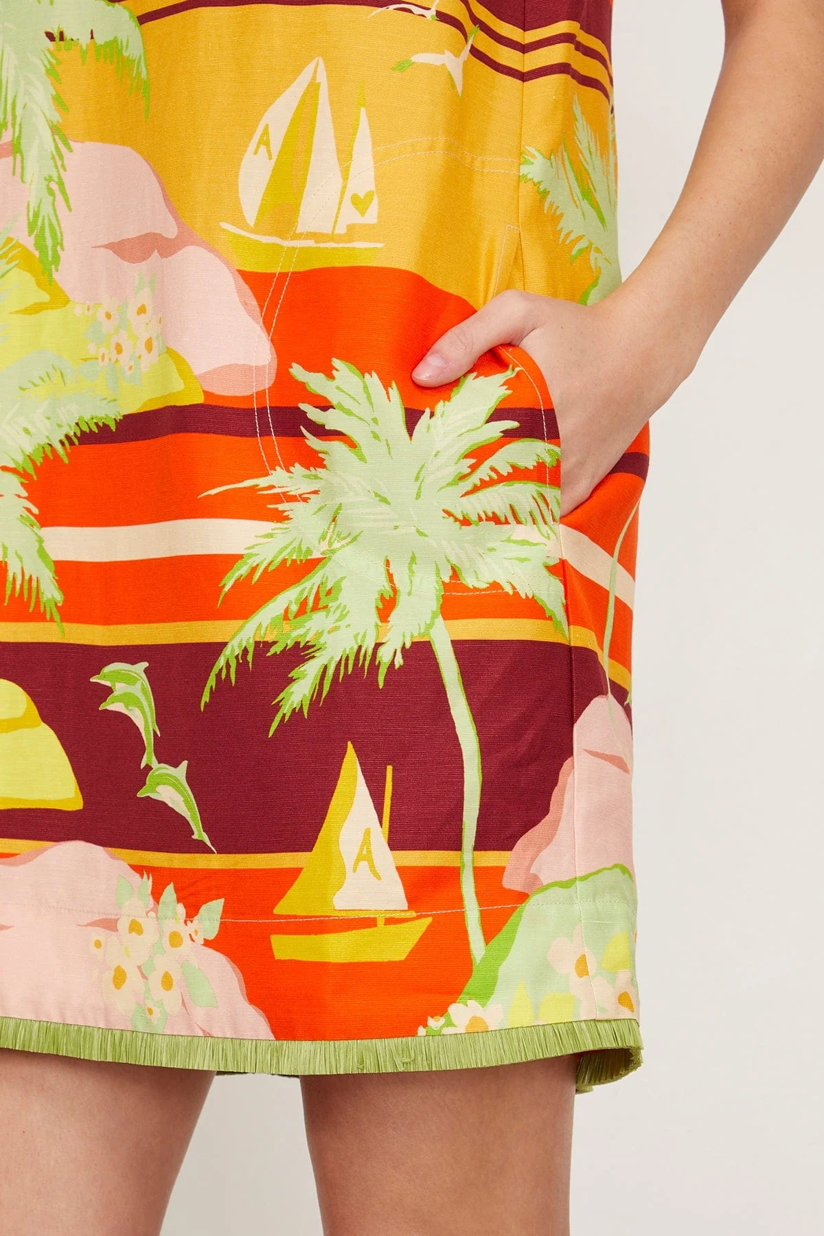 Palm Island V Neck Mini Dress in Multi (TS) - Image 5