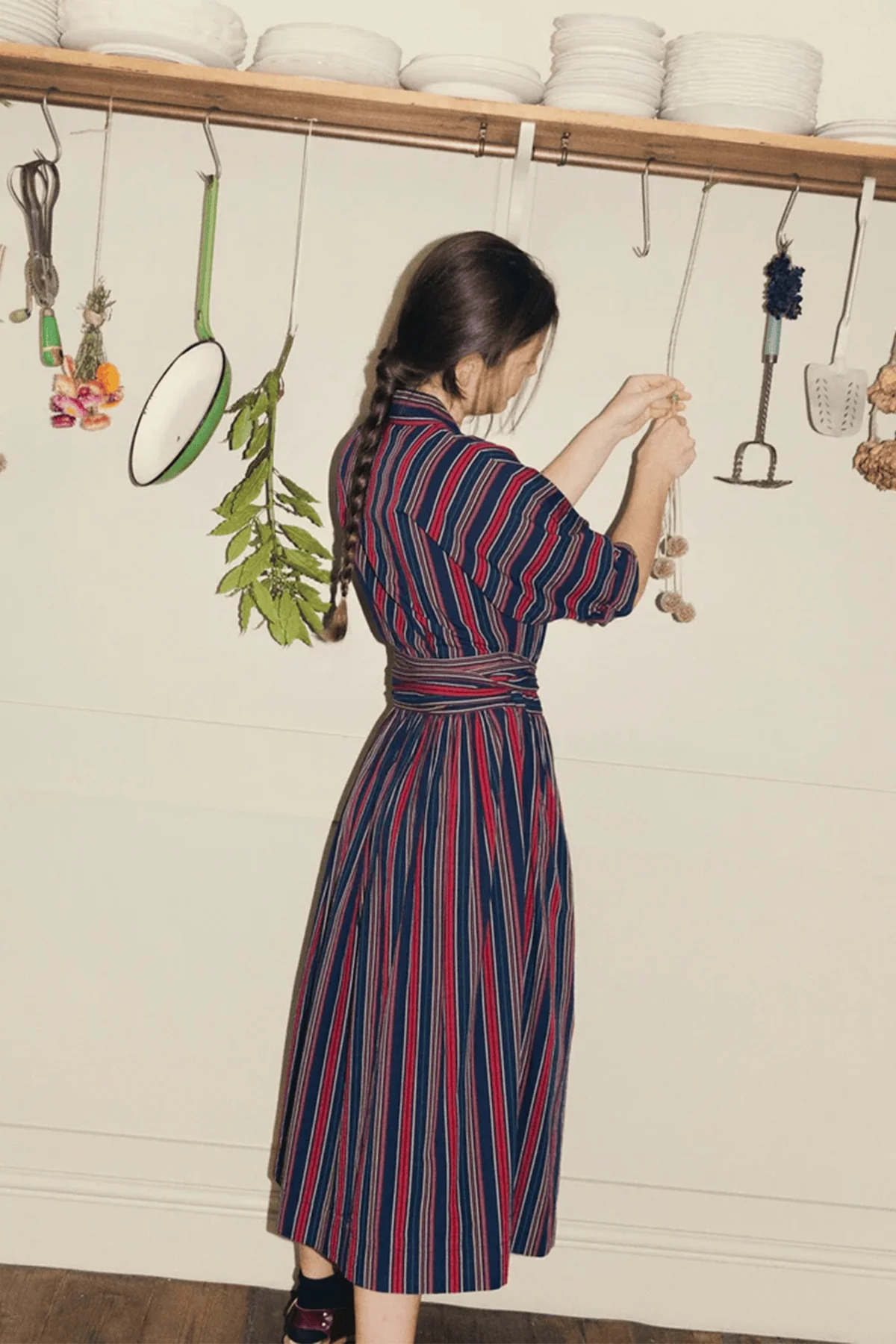Pantry Stripe Wrap Dress in Provence Blue - Image 5