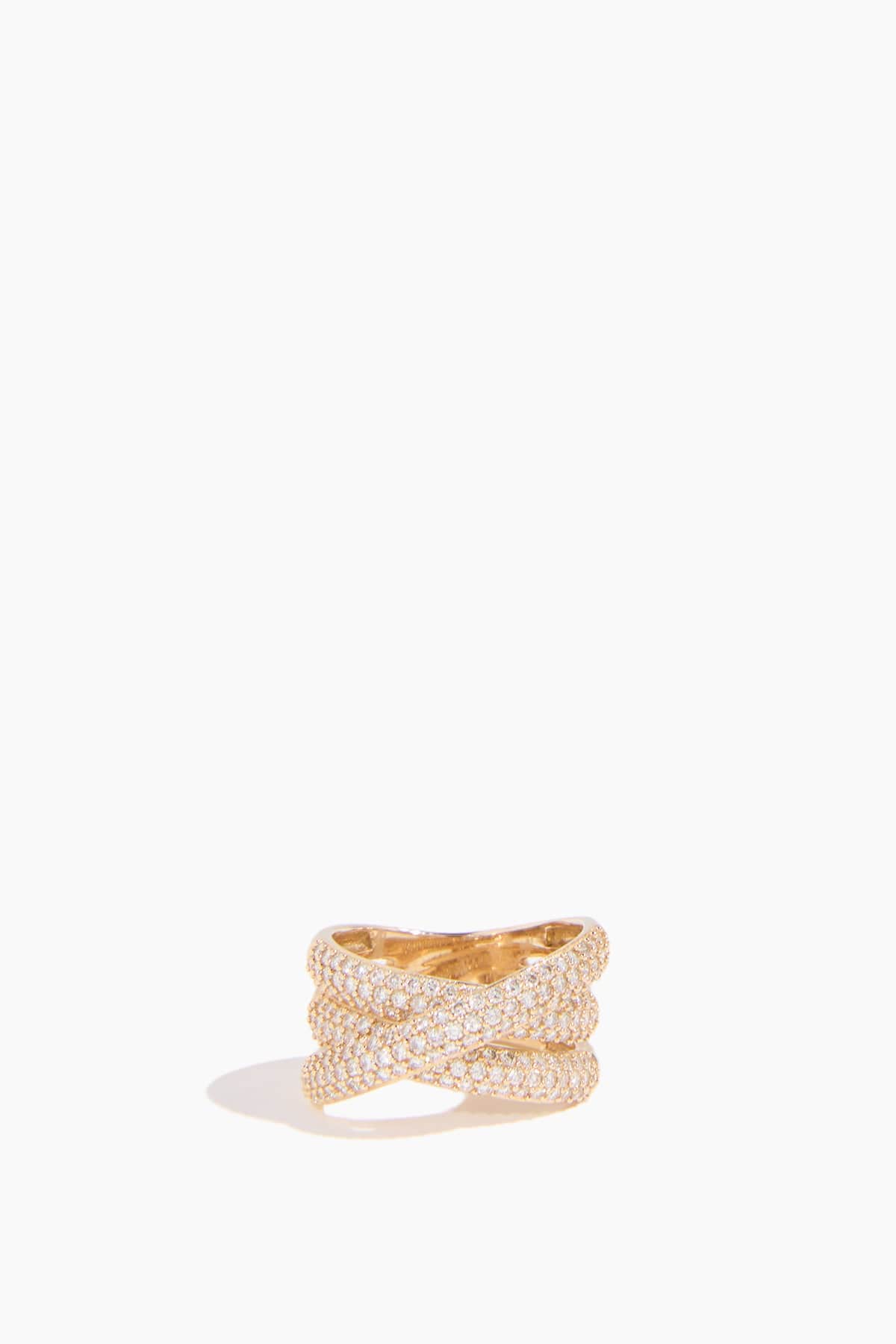 Pave Criss Cross Ring in 14k Yellow Gold - Image 3