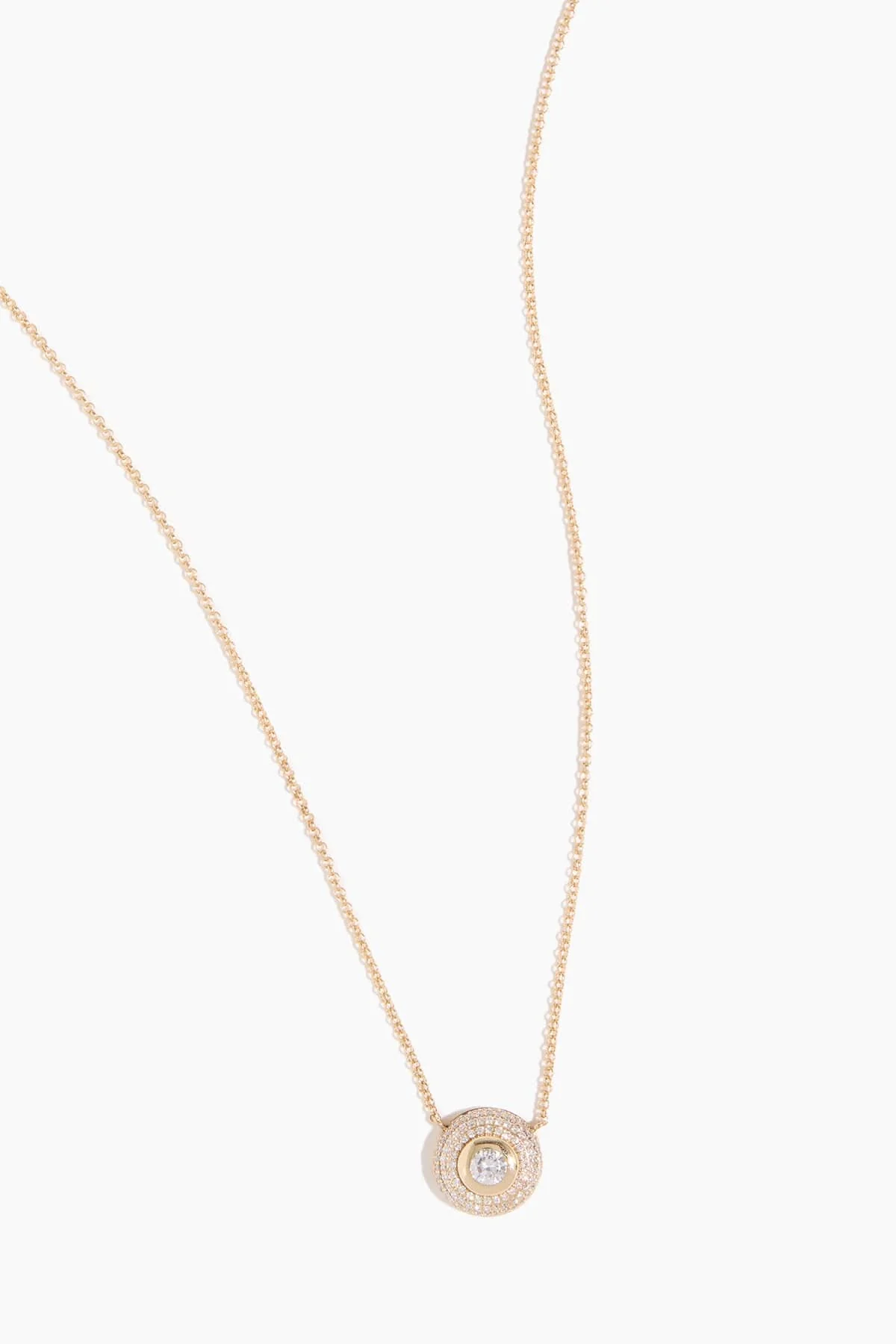 Pave Diamond Bezel Necklace in 14k Yellow Gold