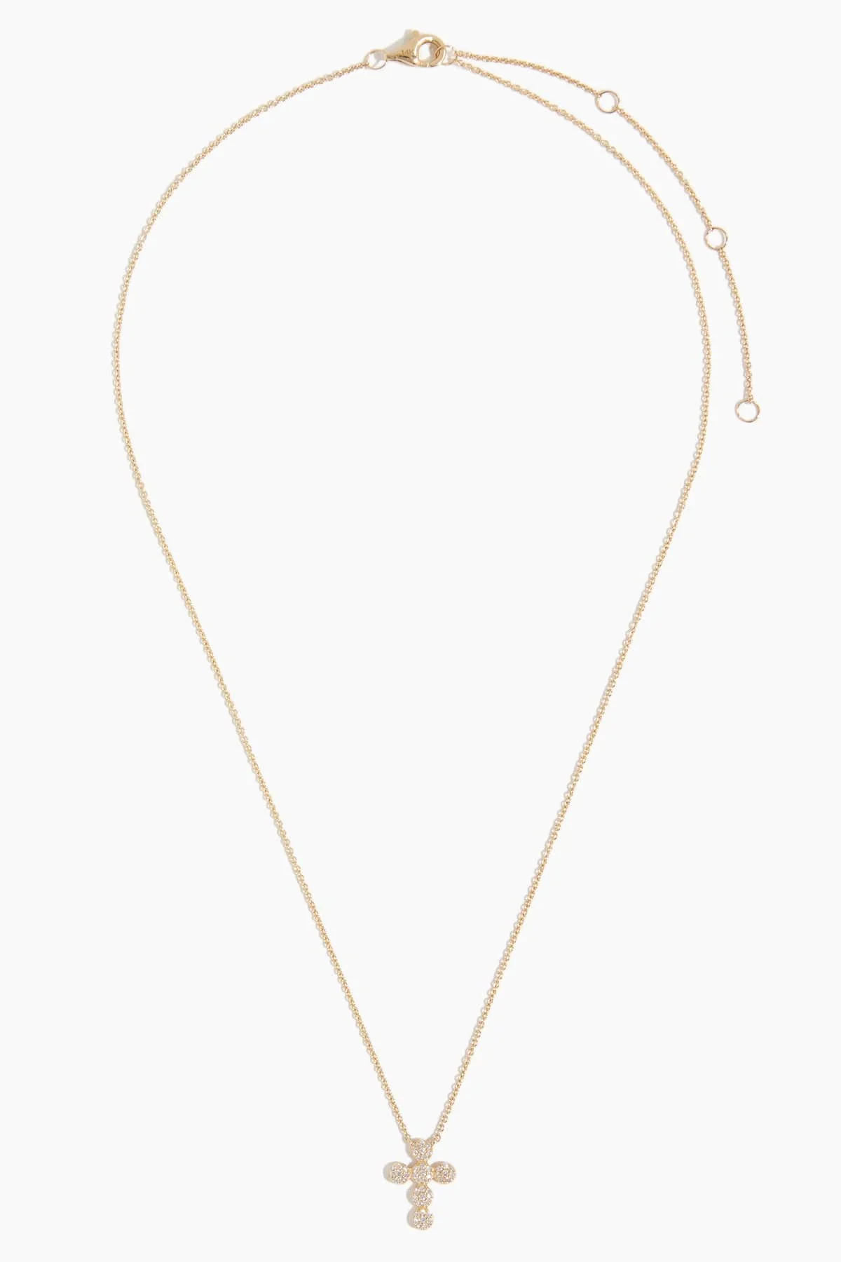Pave Diamond Cross Necklace in 14k Yellow Gold - Image 3