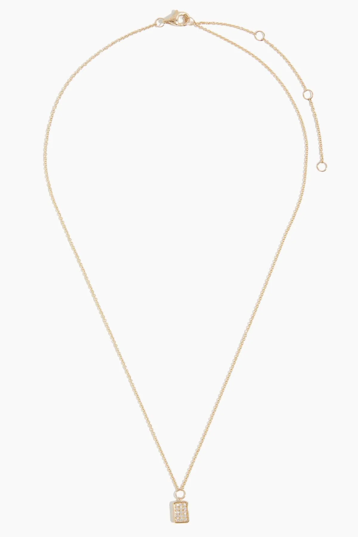 Pave Diamond Dog Tag Necklace in 14k Yellow Gold - Image 3