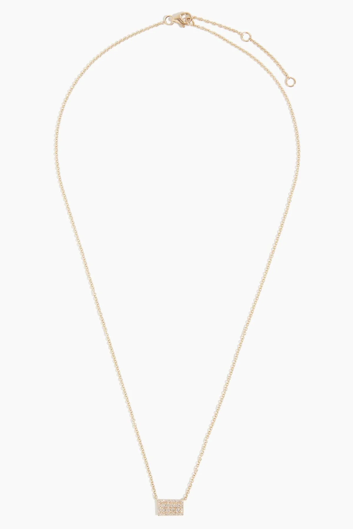 Pave Diamond Short Bar Necklace in 14k Yellow Gold - Image 3