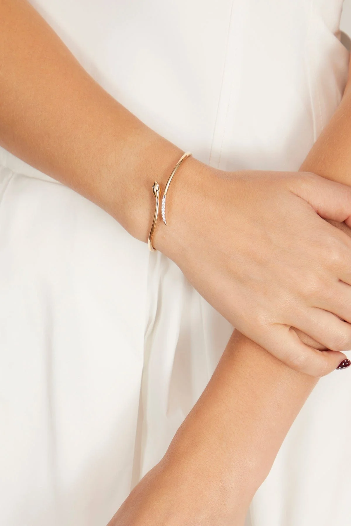 Pave Snake Wrap Bangle in 14k Yellow Gold - Image 2