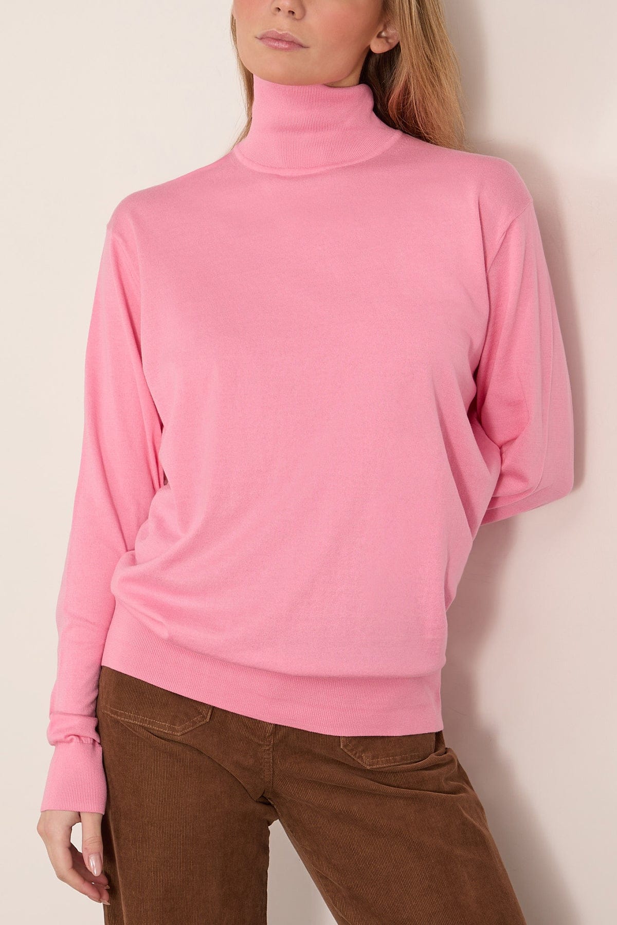 Perfect Turtleneck Pullover in Bubble Gum Pink - Image 3