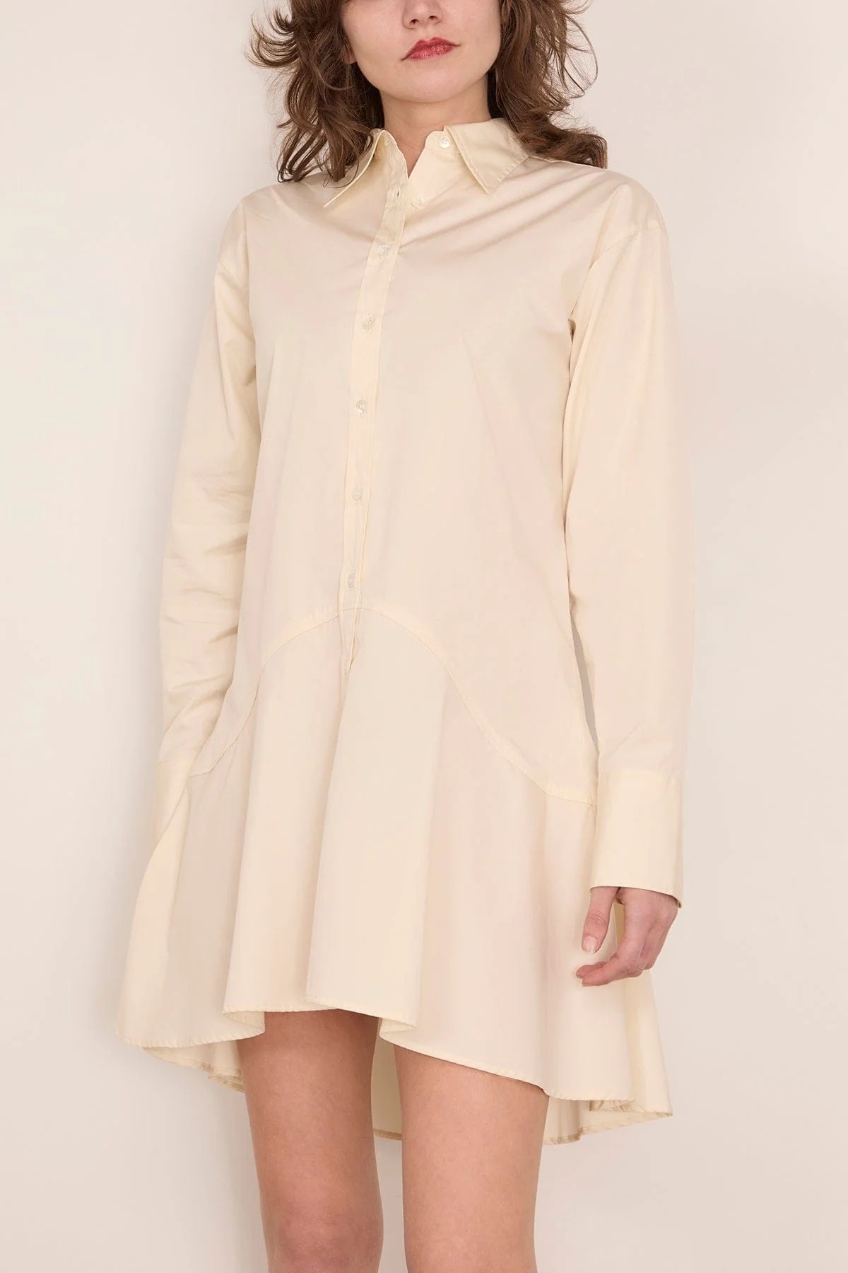 Petal Bottom Shirt Dress in Off White - Image 3