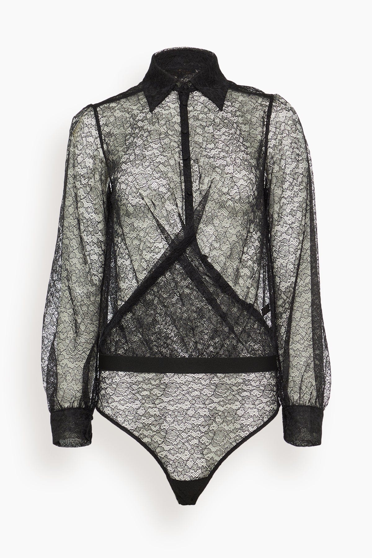 Petite Fleur Crossover Bodysuit in Black