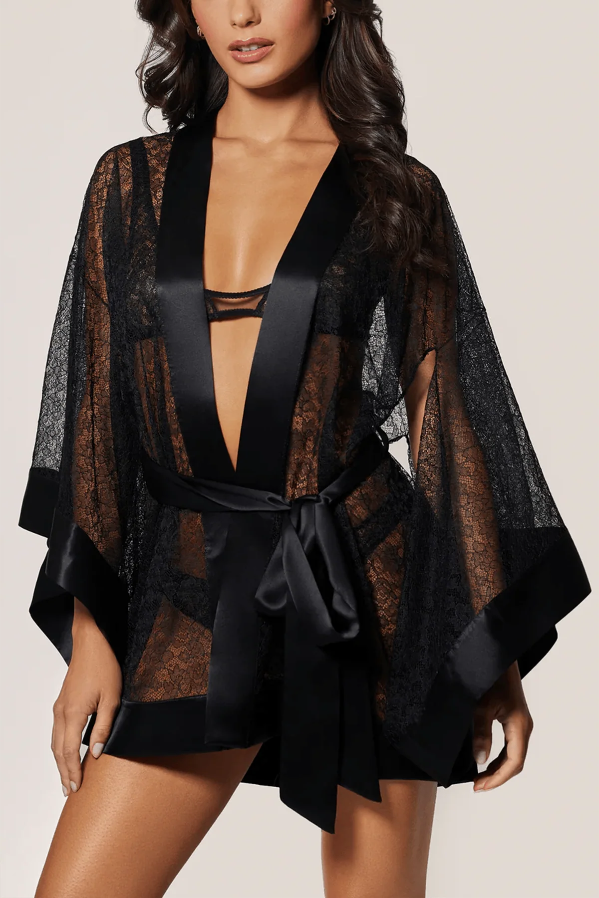 Petite Fleur Kimono in Black - Image 2