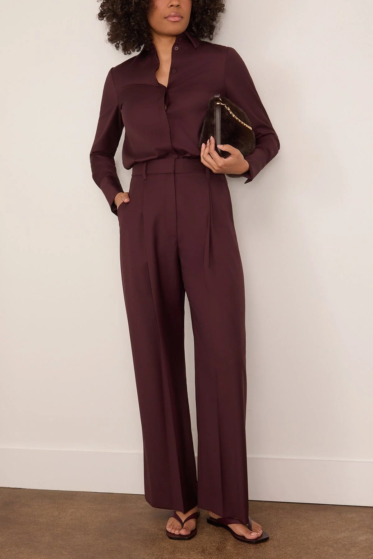 Philippa Wool Shirt in Mulberry - Image 2