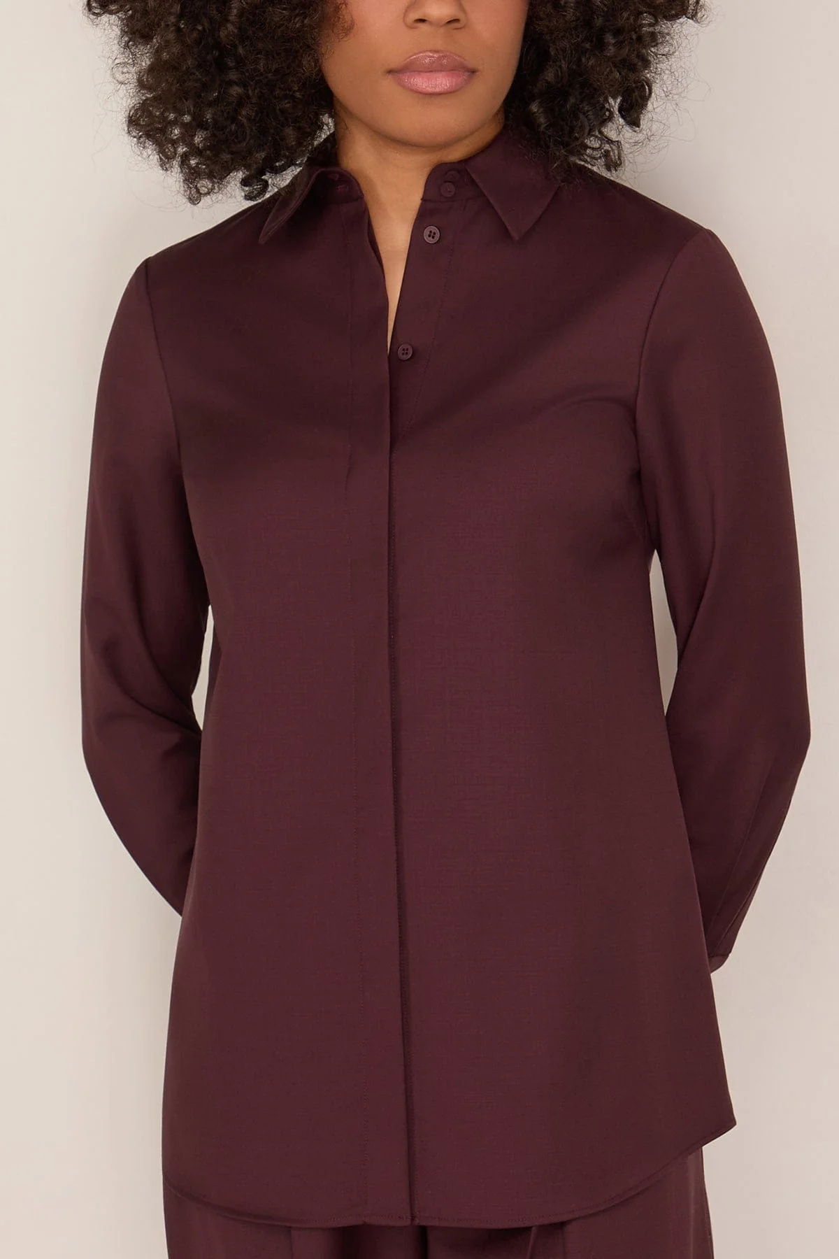 Philippa Wool Shirt in Mulberry - Image 3