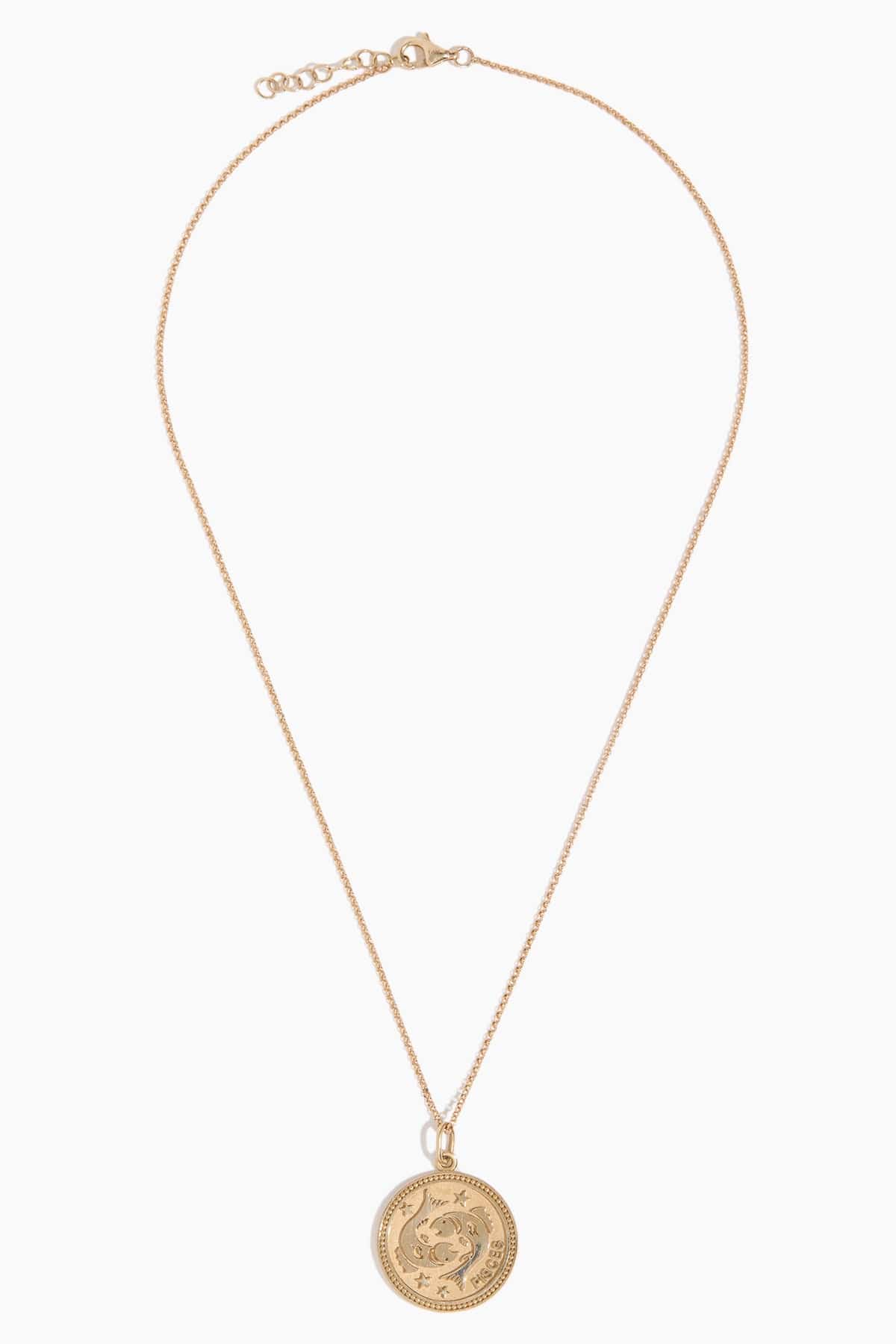 Pisces Zodiac Necklace in 14k Yellow Gold - Image 3