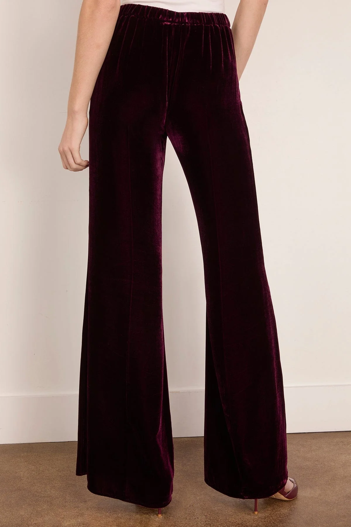 Plain Velvet Flare Pants in Bordeaux - Image 4