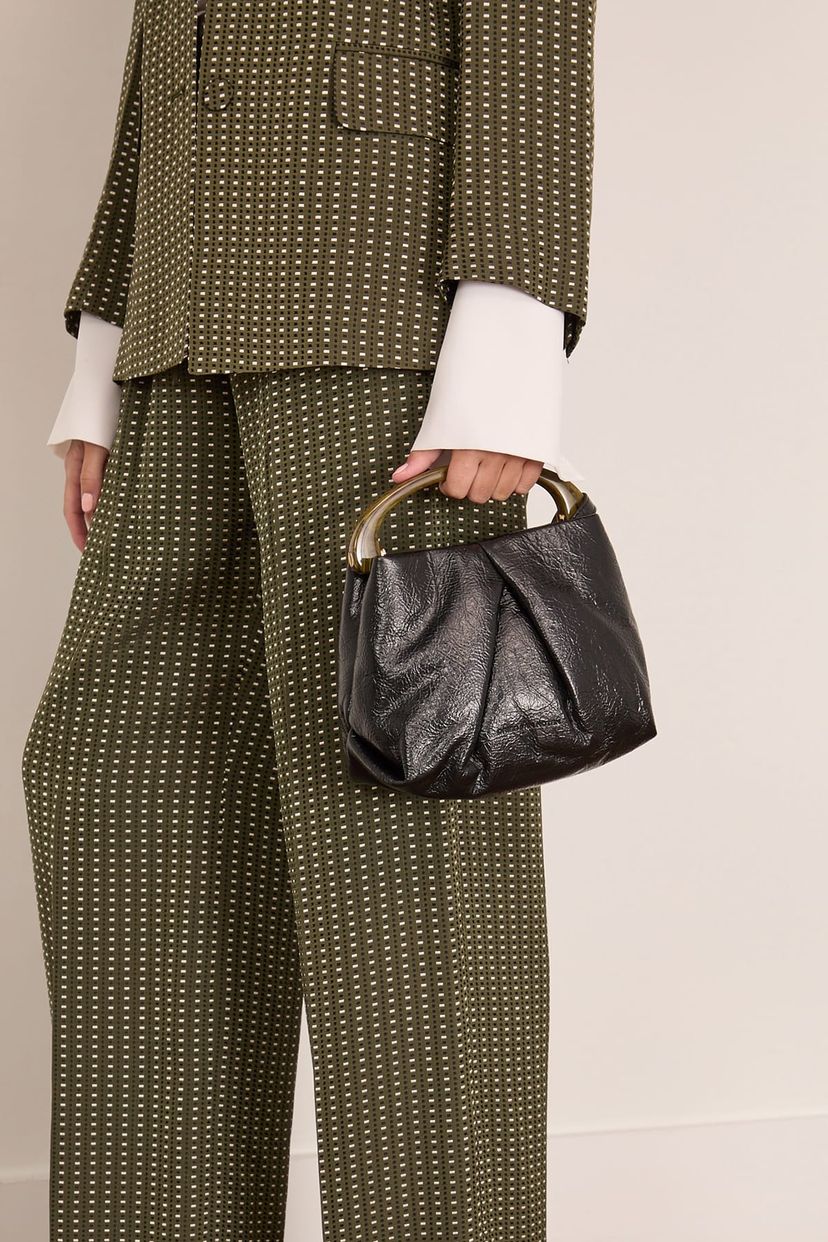 Pleated Leather Bag in Black - Image 2