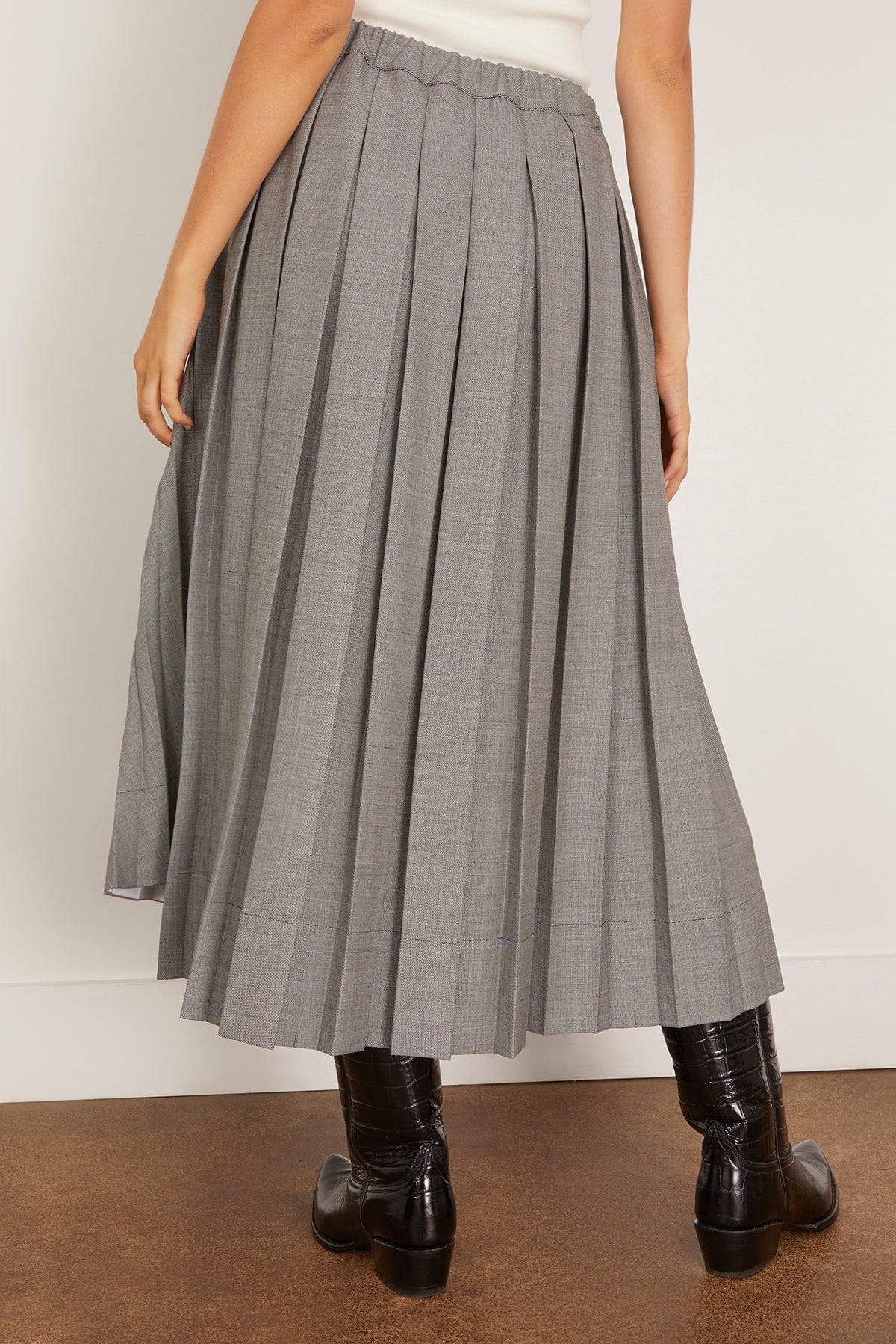 Pleated Skirt in Black Melange - Image 4