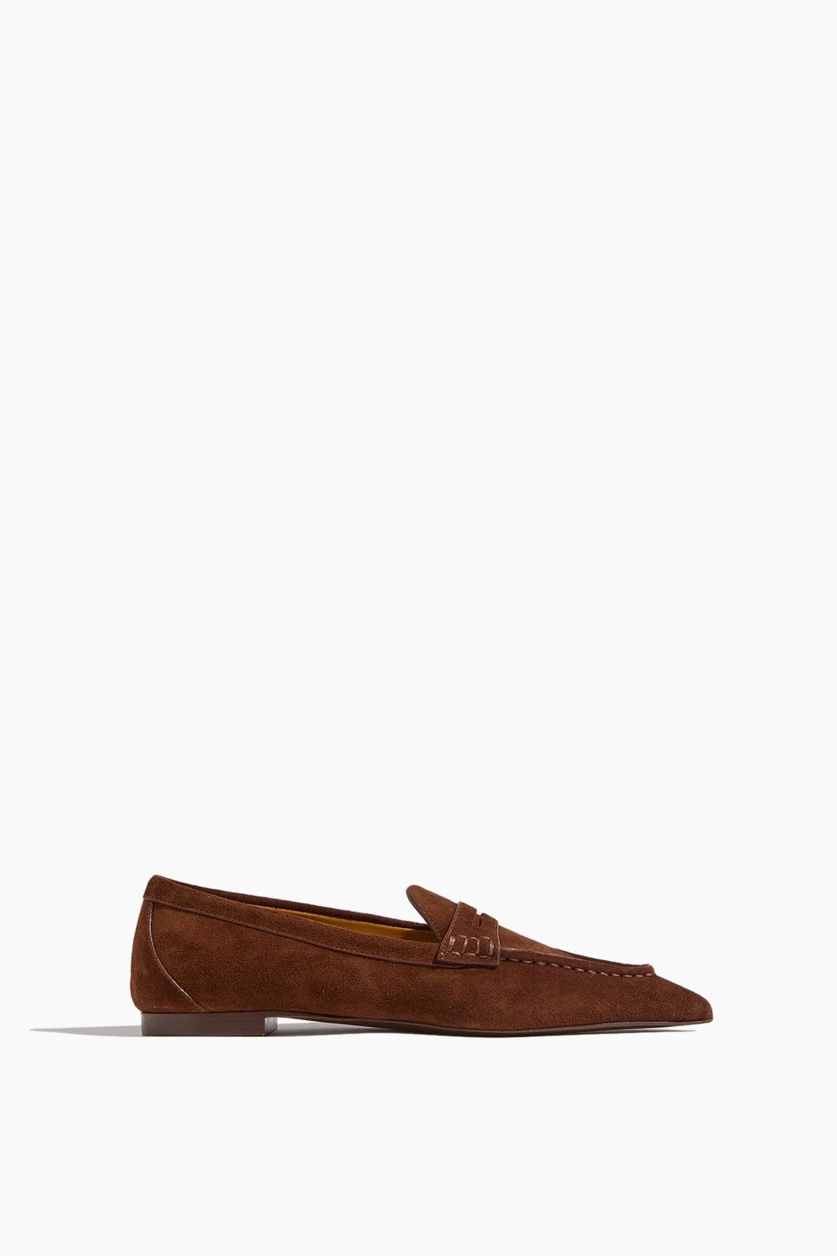 Pointed Toe Loafer in Brown Suede